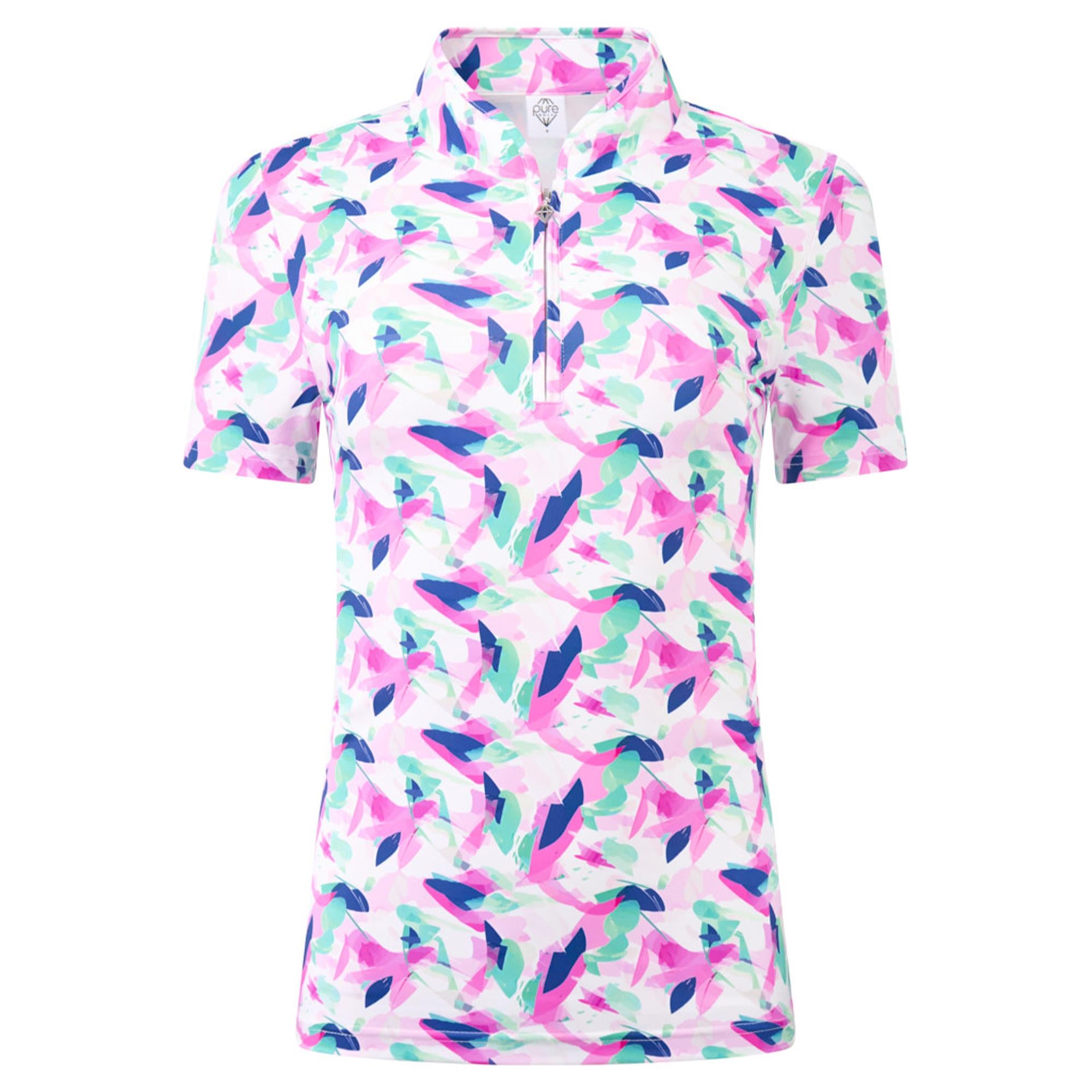 Pure Golf Ellen Short Sleeve Ladies Golf Polo Shirt Portrait Of Paradise