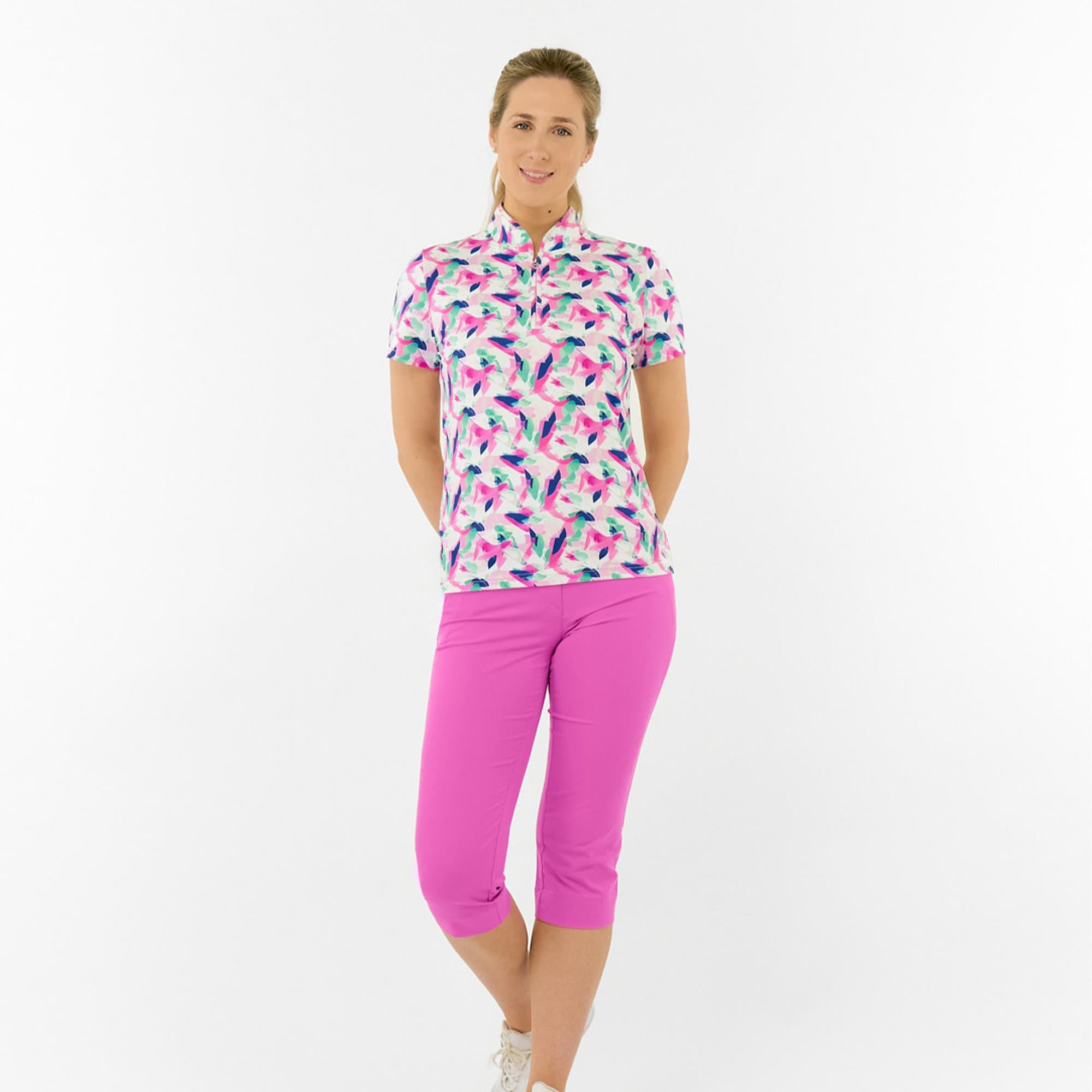 Pure Golf Ellen Short Sleeve Ladies Golf Polo Shirt Portrait Of Paradise