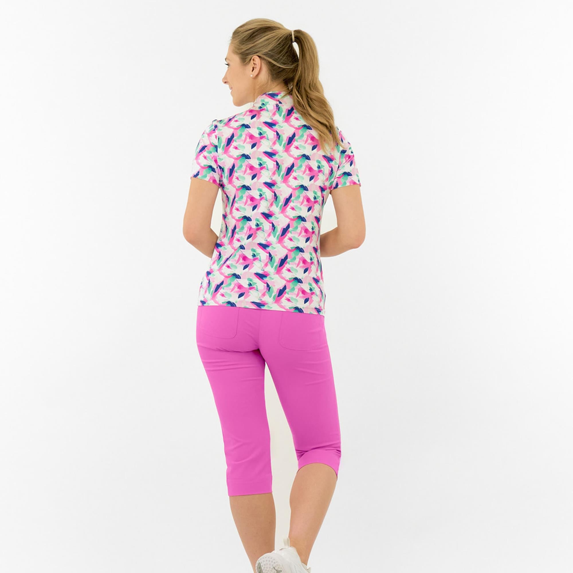 Pure Golf Ellen Short Sleeve Ladies Golf Polo Shirt Portrait Of Paradise