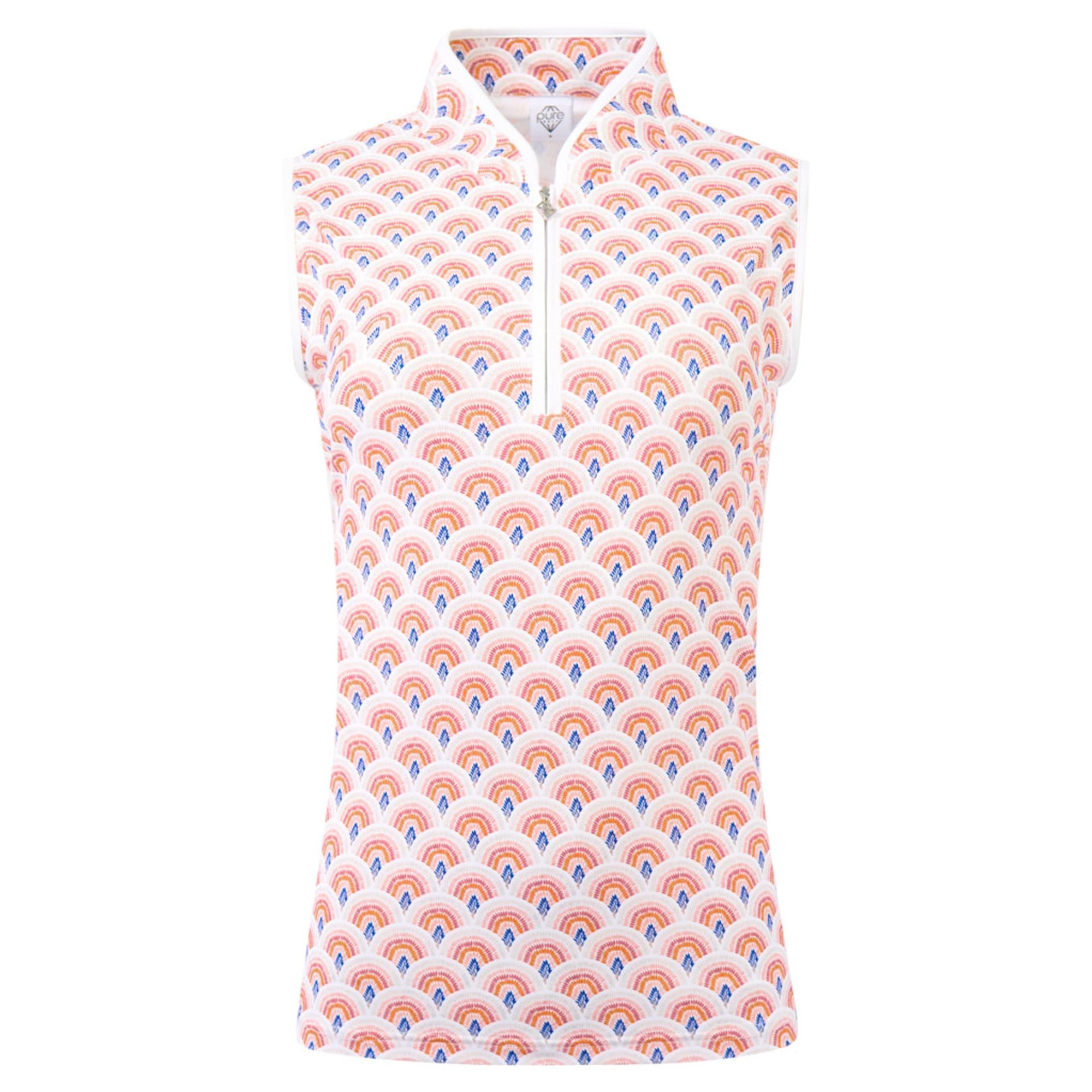 Pure Golf Ellen Sleeveless Ladies Golf Polo Shirt Mediterranean Sunset