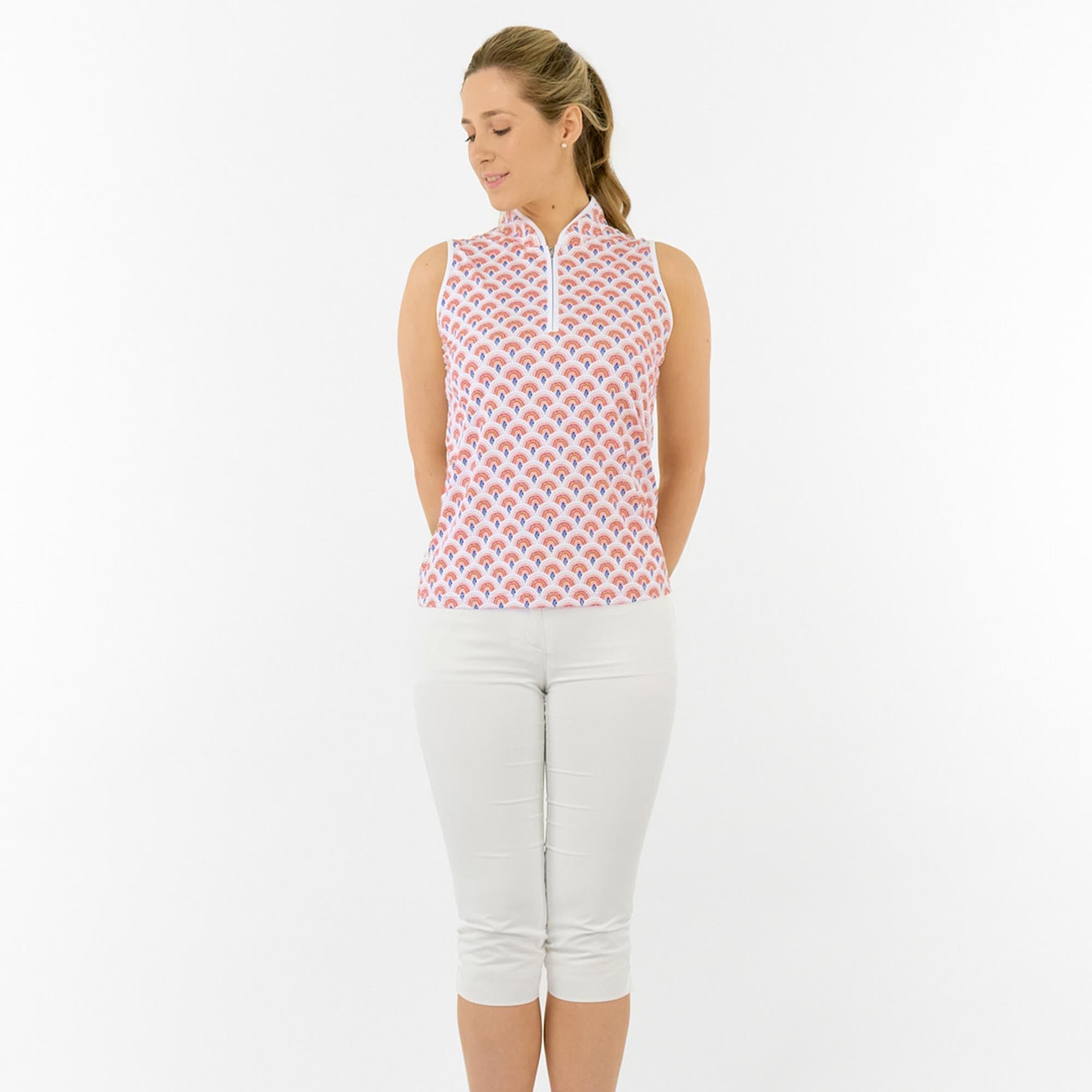 Pure Golf Ellen Sleeveless Ladies Golf Polo Shirt Mediterranean Sunset