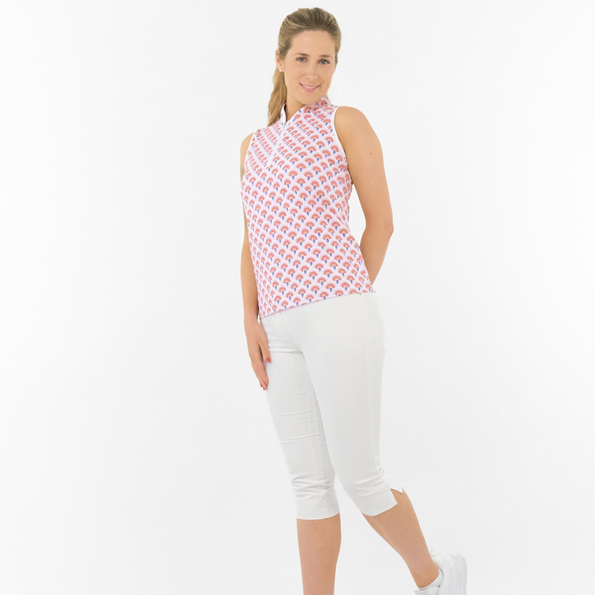 Pure Golf Ellen Sleeveless Ladies Golf Polo Shirt Mediterranean Sunset