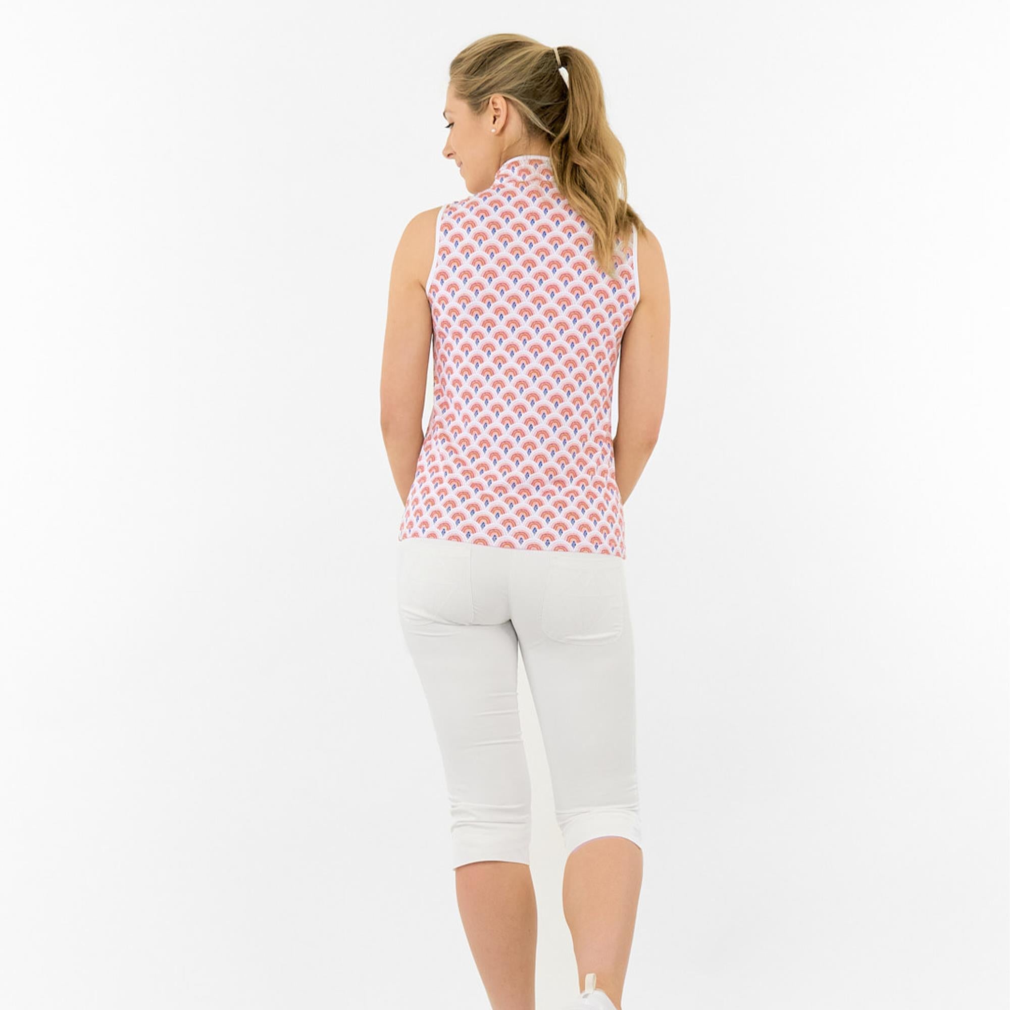 Pure Golf Ellen Sleeveless Ladies Golf Polo Shirt Mediterranean Sunset
