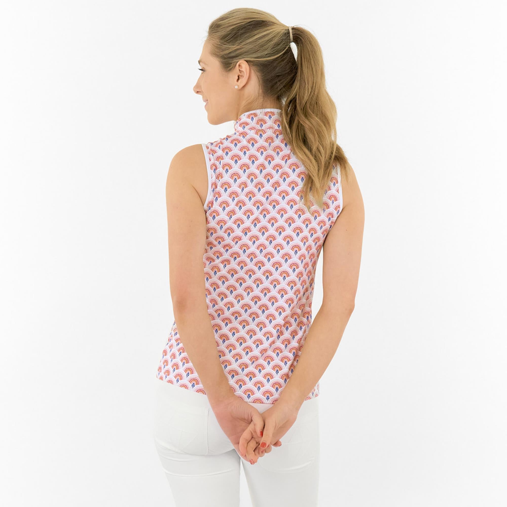 Pure Golf Ellen Sleeveless Ladies Golf Polo Shirt Mediterranean Sunset