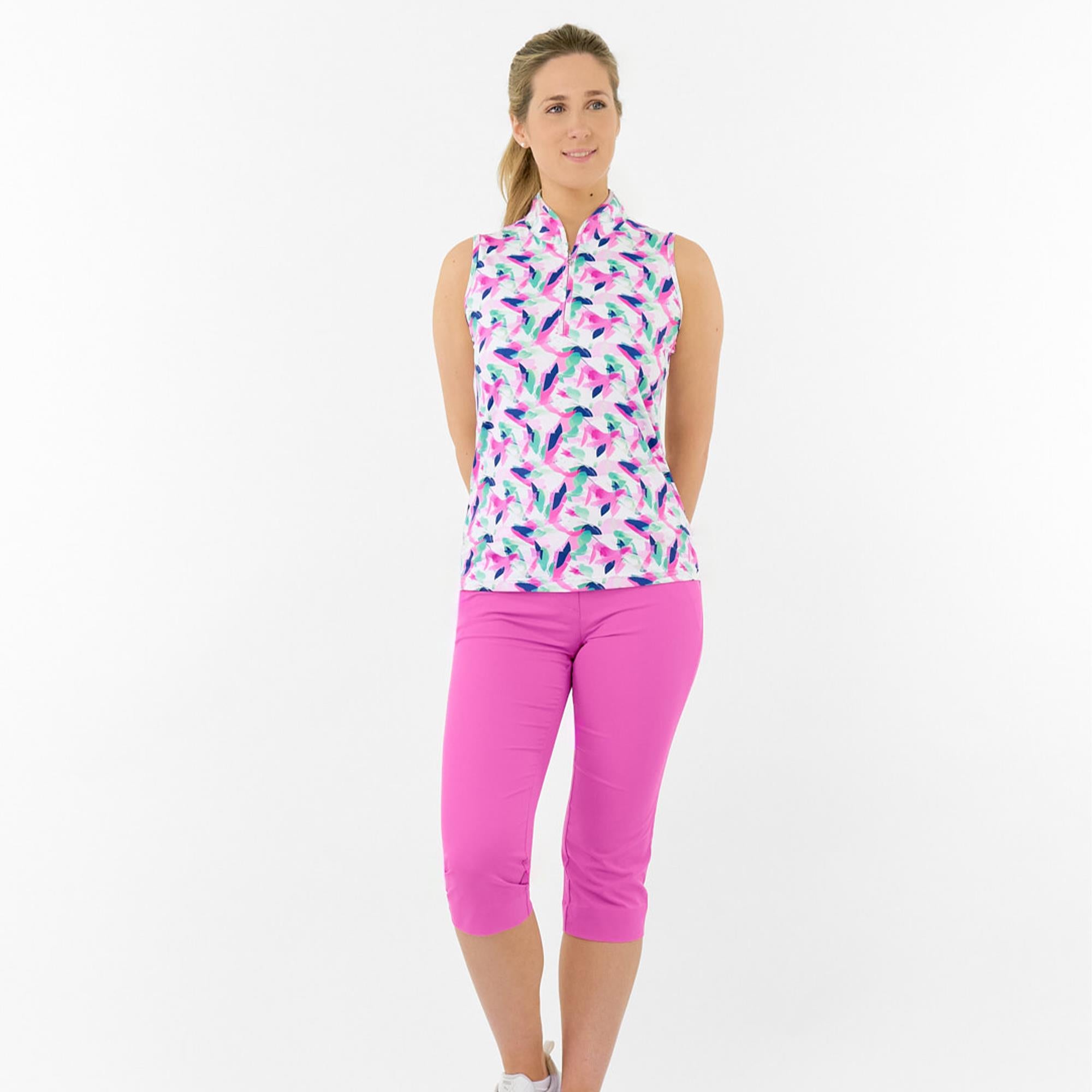 Pure Golf Ellen Sleeveless Ladies Golf Polo Shirt Portrait Of Paradise