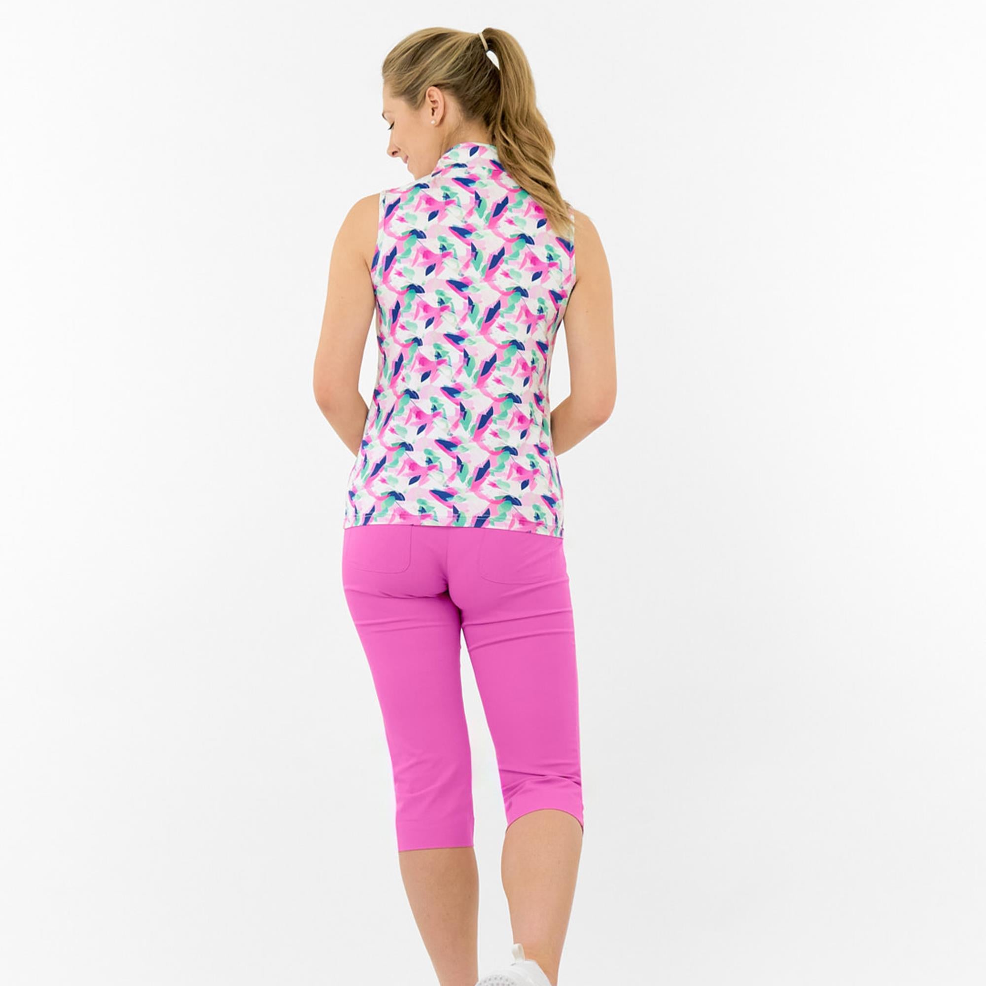 Pure Golf Ellen Sleeveless Ladies Golf Polo Shirt Portrait Of Paradise