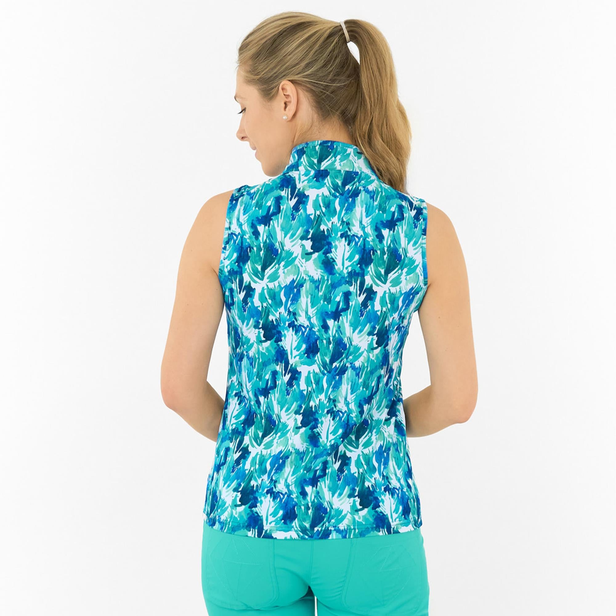Pure Golf Ellen Sleeveless Ladies Golf Polo Shirt Water Lily