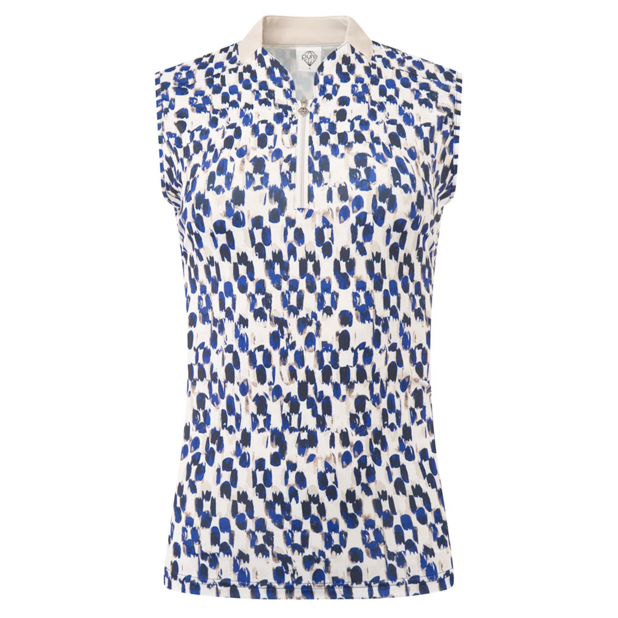 Pure Golf Felicity Sleeveless Ladies Golf Polo Shirt Sands Of Time