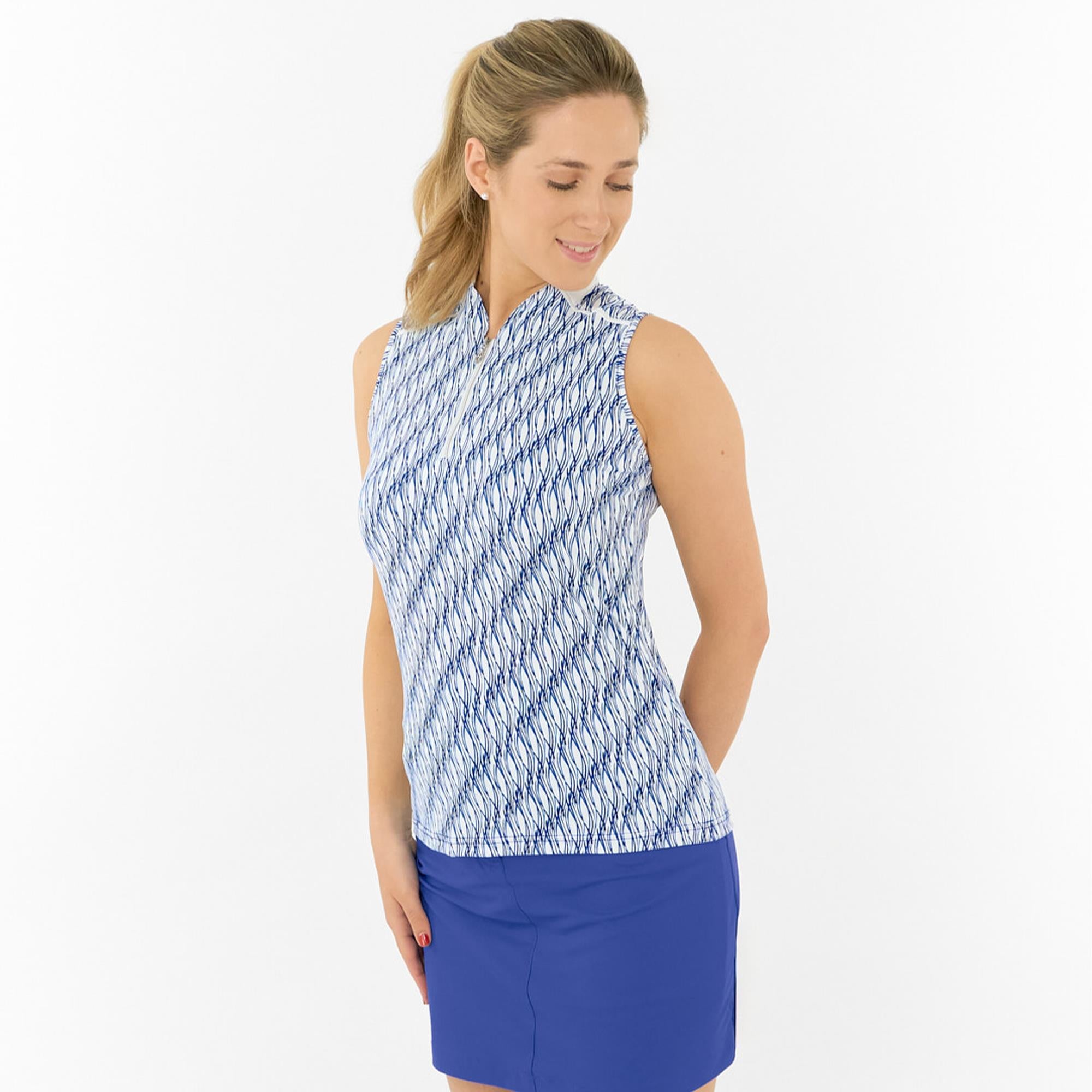 Pure Golf Felicity Sleeveless Ladies Golf Polo Shirt Tidal Wash