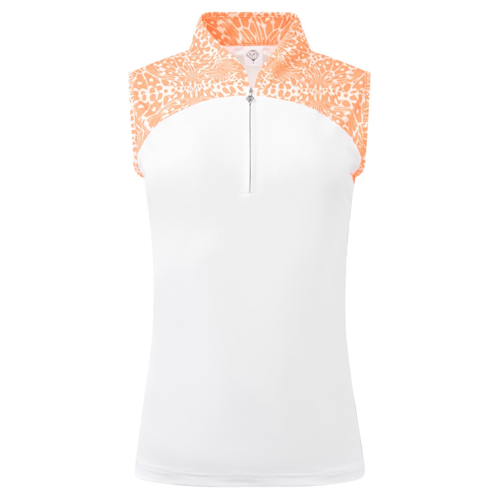 Pure Golf Freda Sleeveless Ladies Golf Polo Shirt Cantaloupe Crescent
