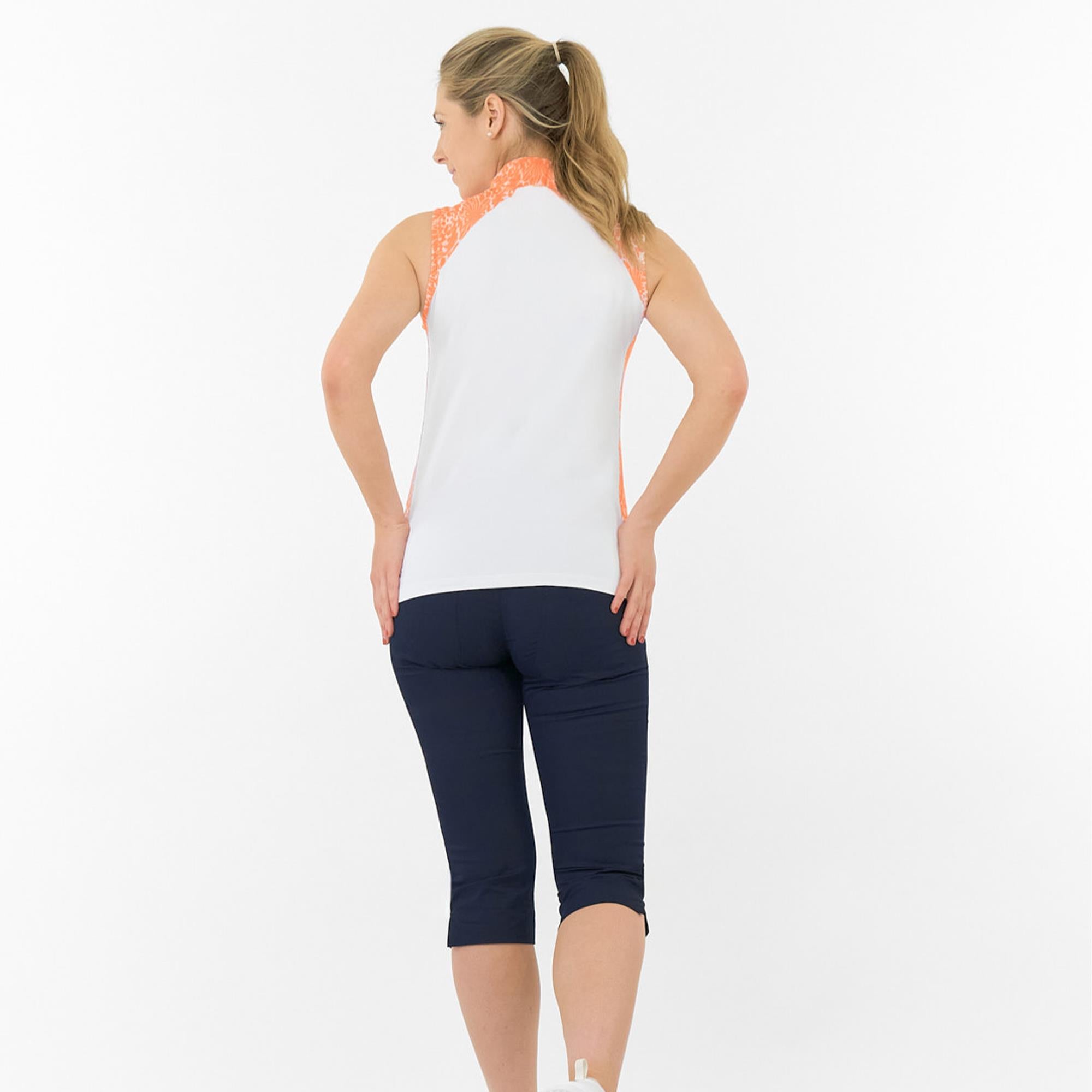Pure Golf Freda Sleeveless Ladies Golf Polo Shirt Cantaloupe Crescent