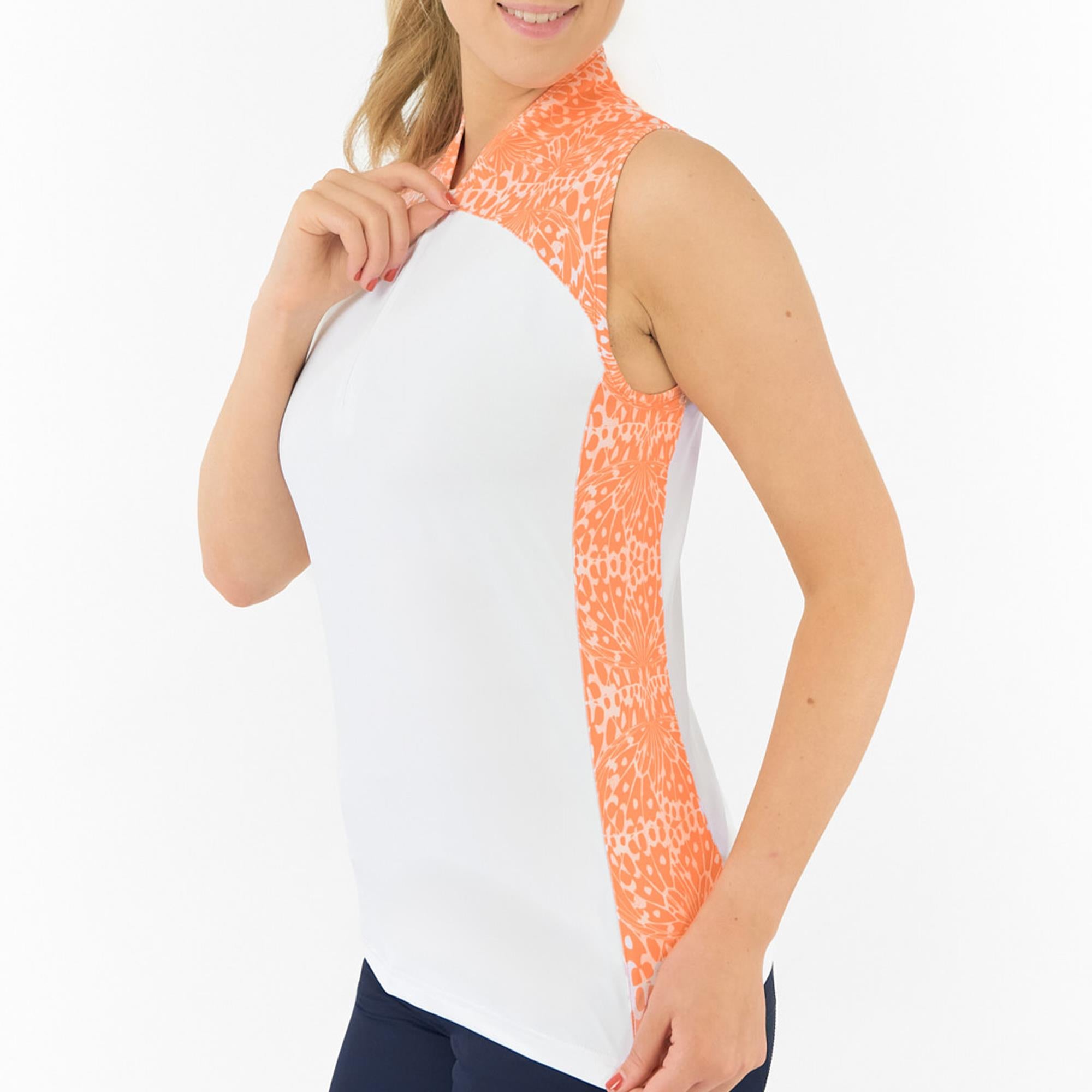 Pure Golf Freda Sleeveless Ladies Golf Polo Shirt Cantaloupe Crescent