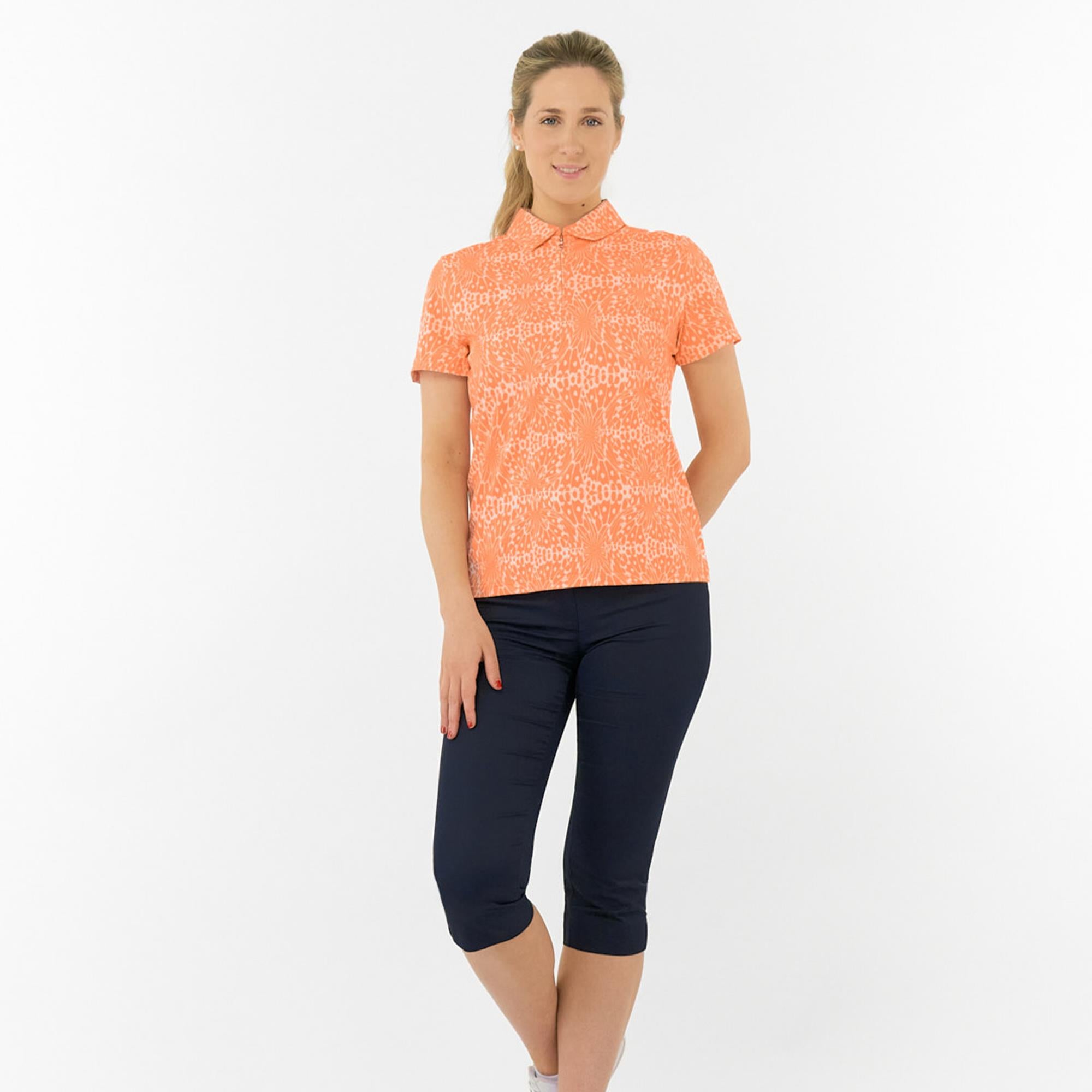 Pure Golf Amity Short Sleeve Ladies Golf Polo Shirt Cantaloupe Crescent