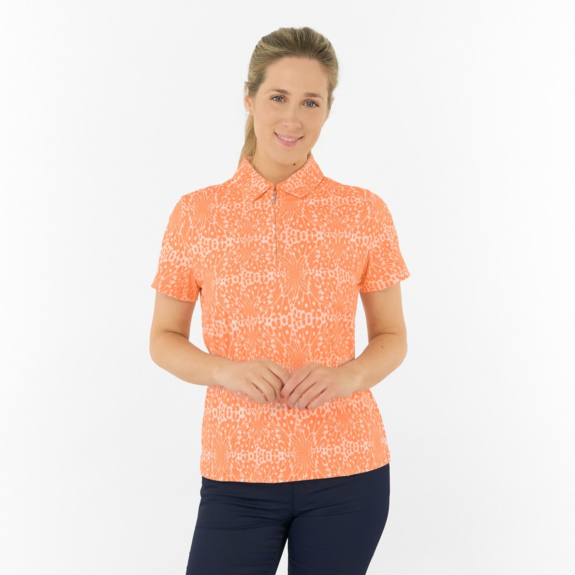 Pure Golf Amity Short Sleeve Ladies Golf Polo Shirt Cantaloupe Crescent
