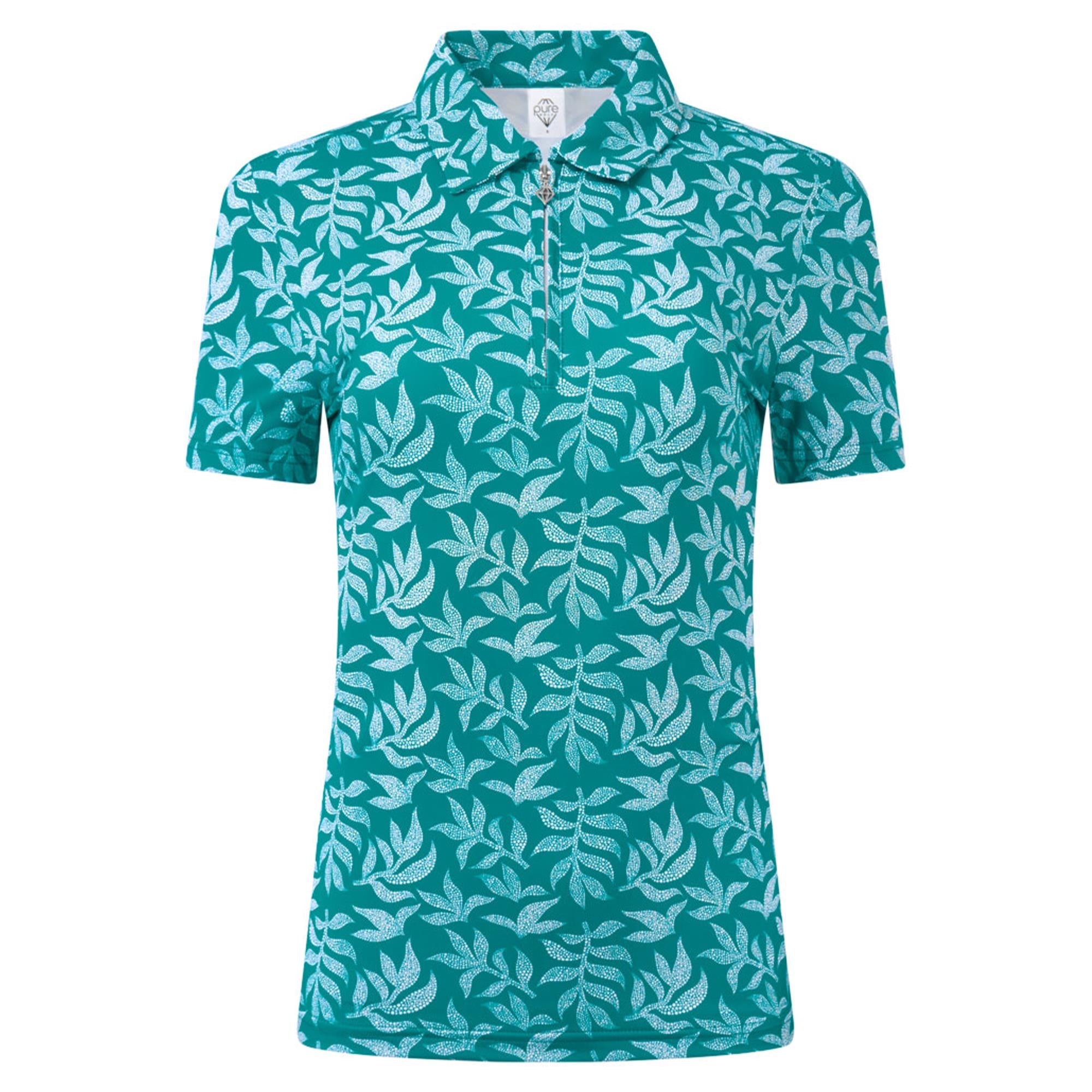 Pure Golf Amity Short Sleeve Ladies Golf Polo Shirt Teal Frondescence