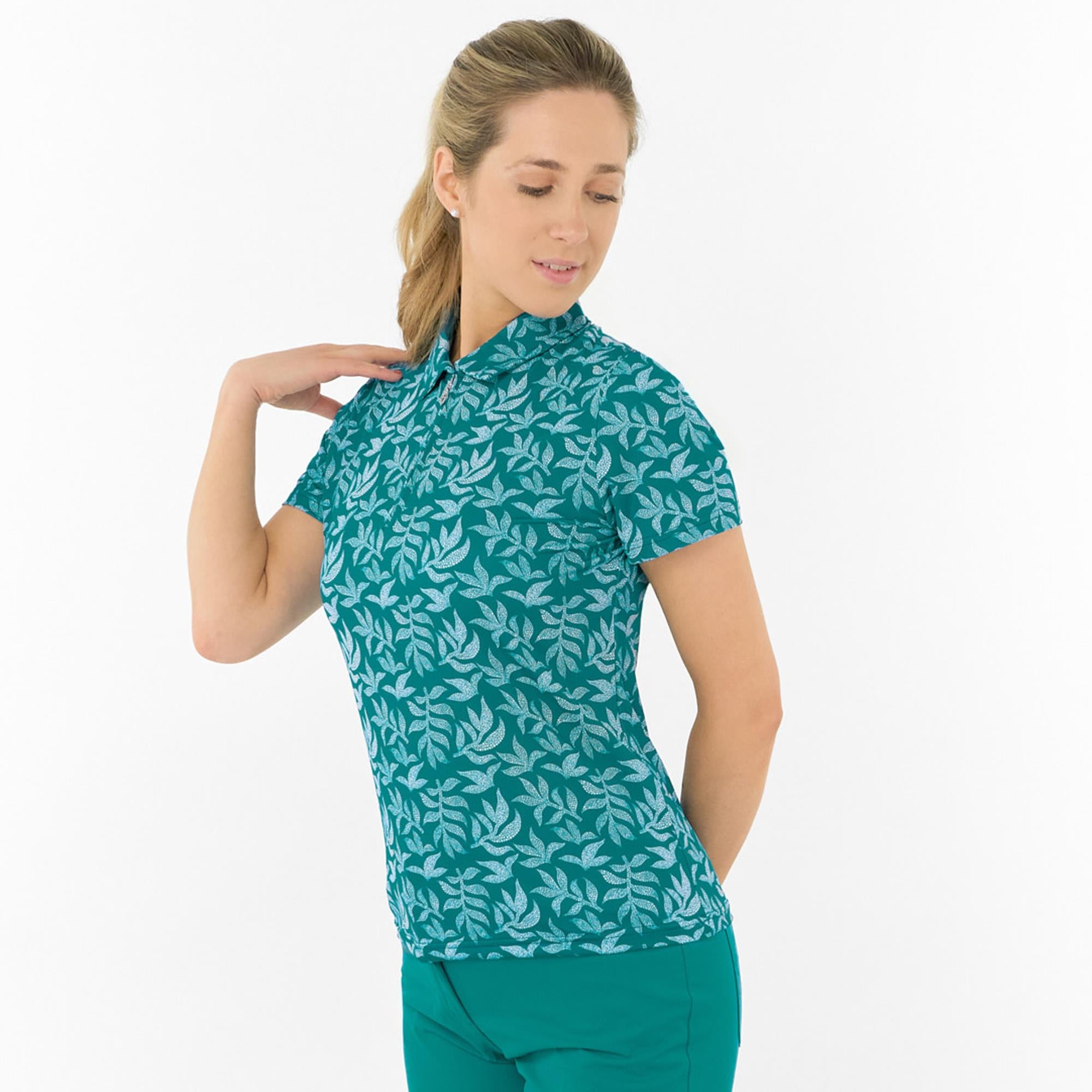 Pure Golf Amity Short Sleeve Ladies Golf Polo Shirt Teal Frondescence