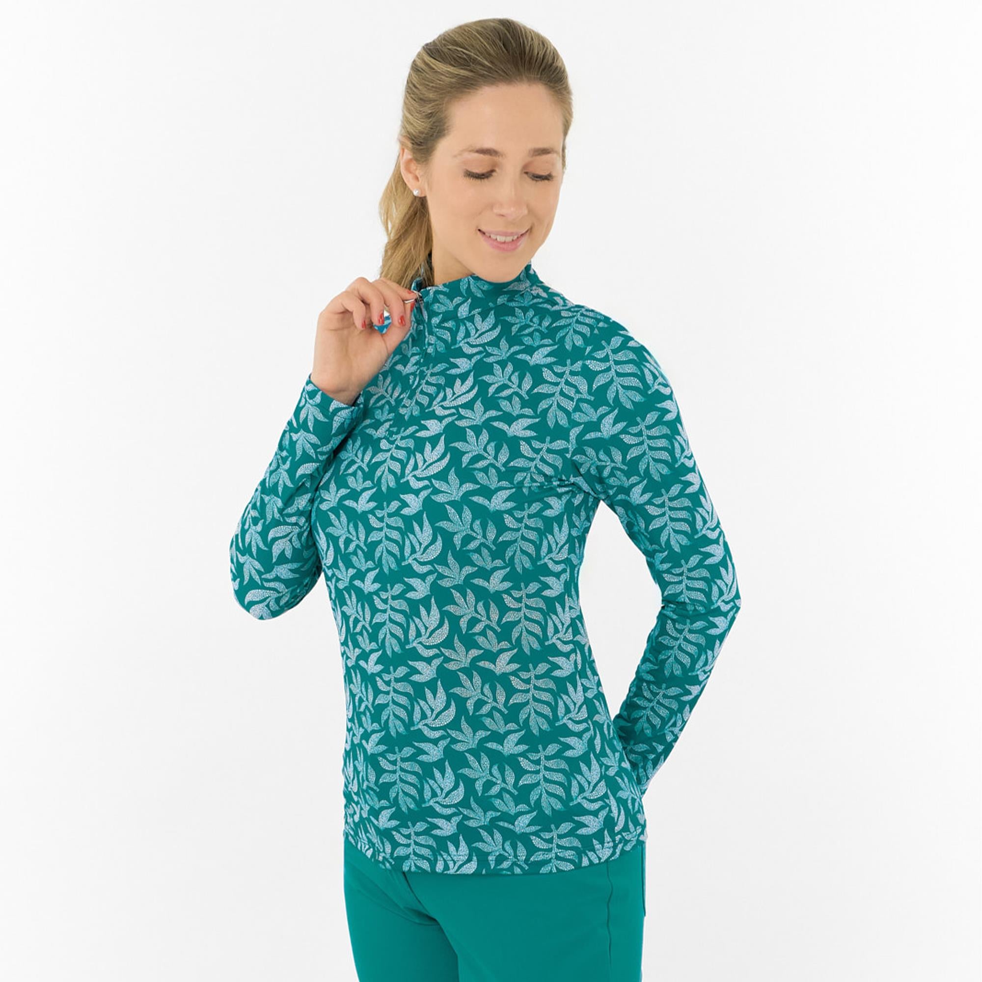 Pure Golf Serenity Ladies Golf Mid Layer Teal Frondescence
