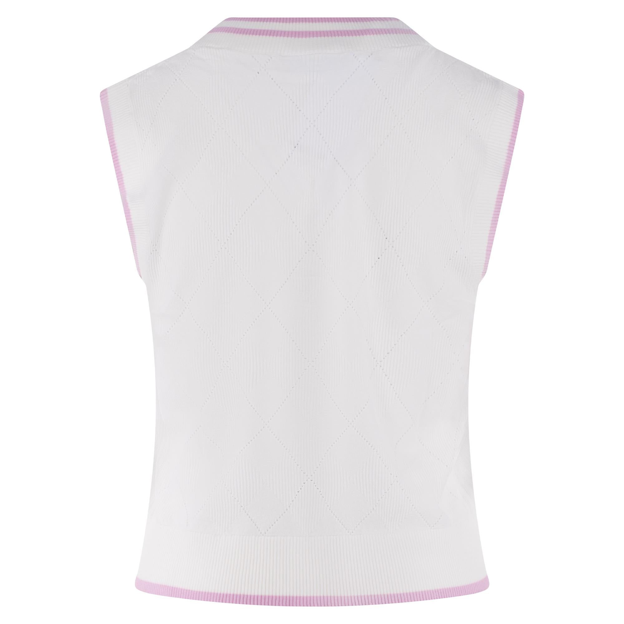 Ladies Lacoste Sleeveless V-Neck Sweater Flour/Albizia