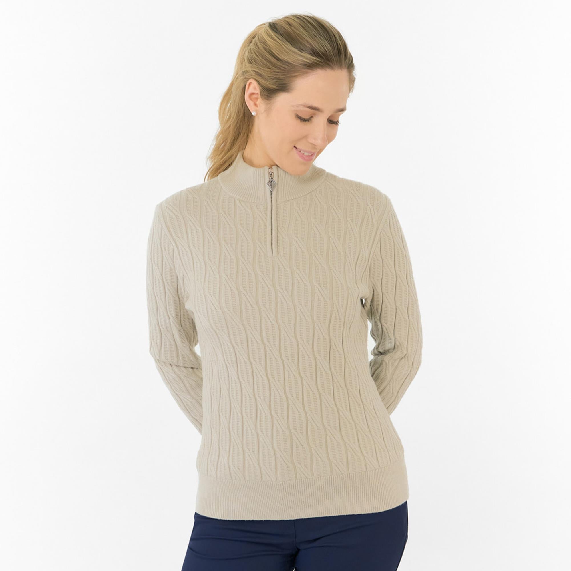 Pure Golf Sorrell Margot Knit Lined Ladies Golf Jumper Oyster