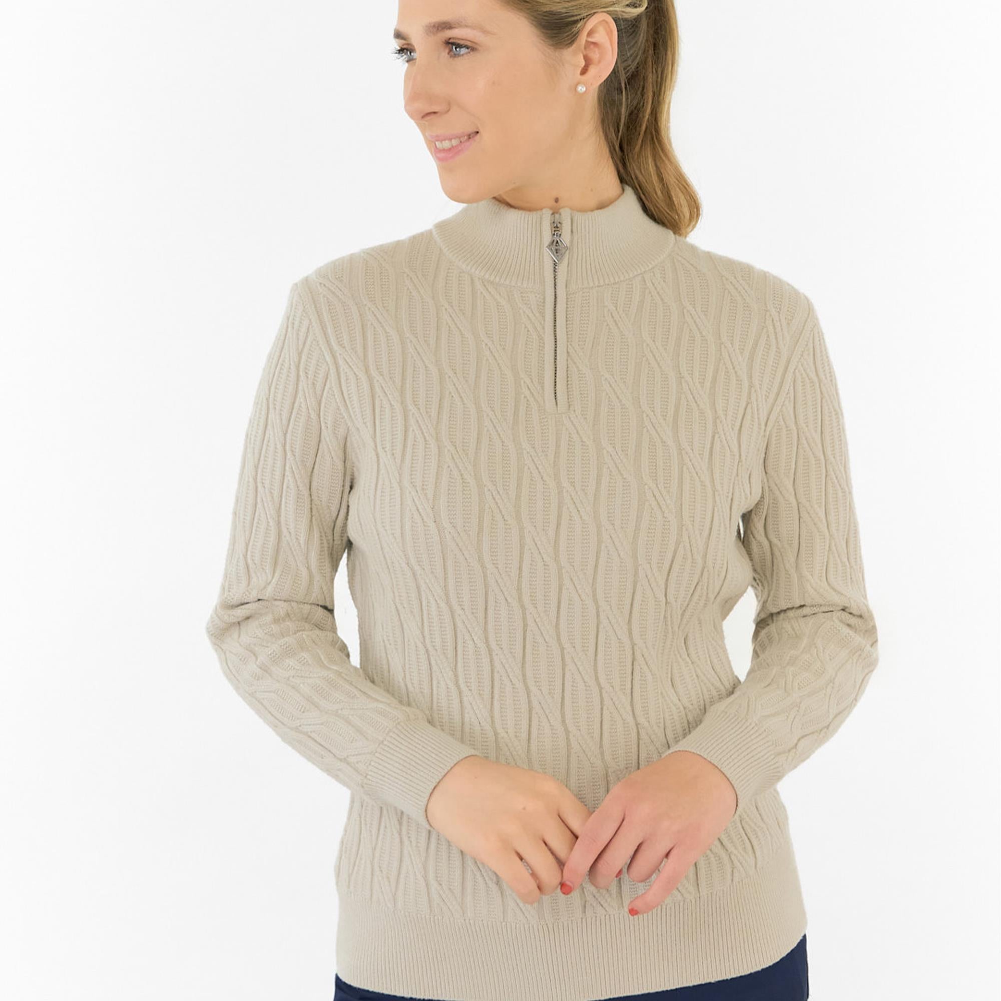 Pure Golf Sorrell Margot Knit Lined Ladies Golf Jumper Oyster