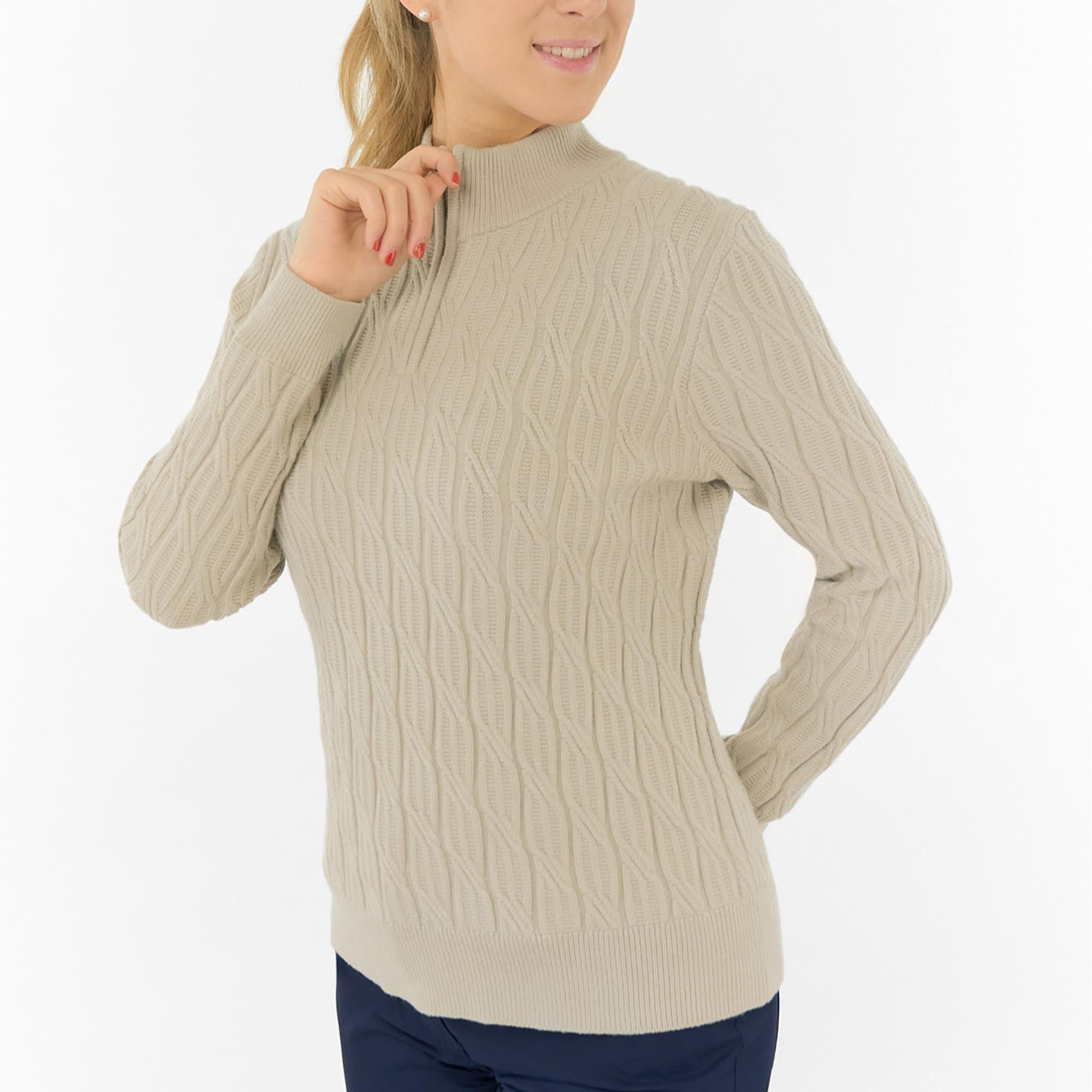 Pure Golf Sorrell Margot Knit Lined Ladies Golf Jumper Oyster