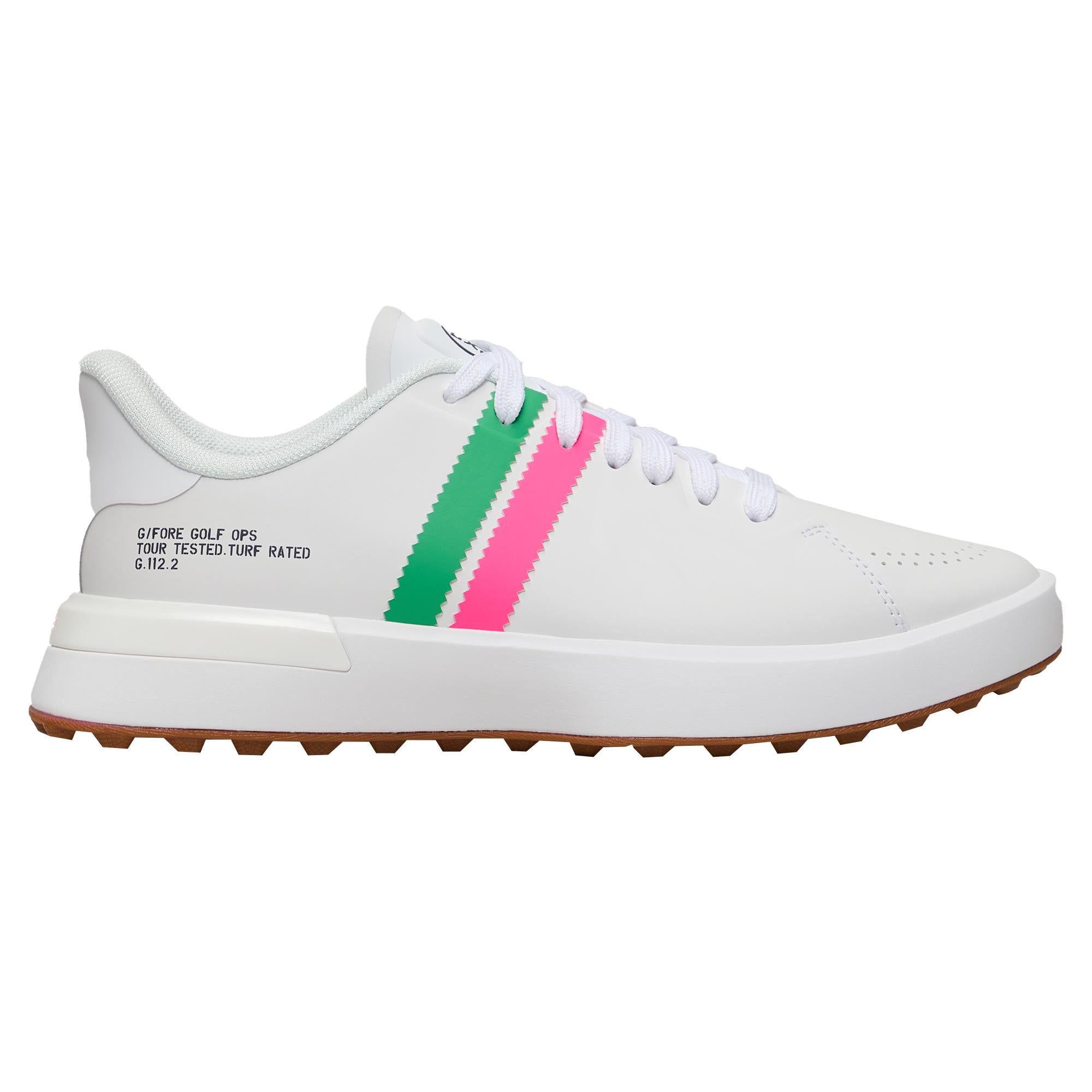 G/FORE G.112 Suede Stripe Kiltie Ladies Golf Shoes Snow/Multi