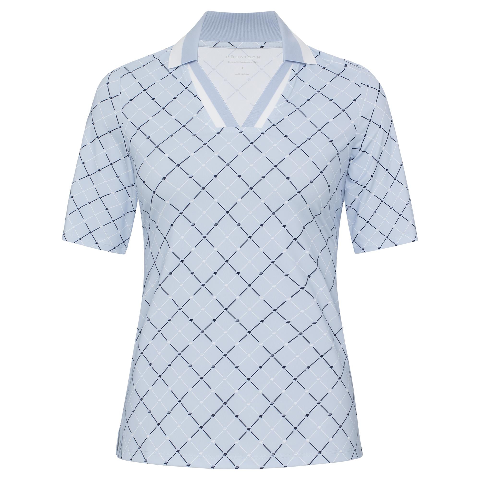 Rohnisch Essential Ladies Golf Polo Shirt Micro R Check Skyway
