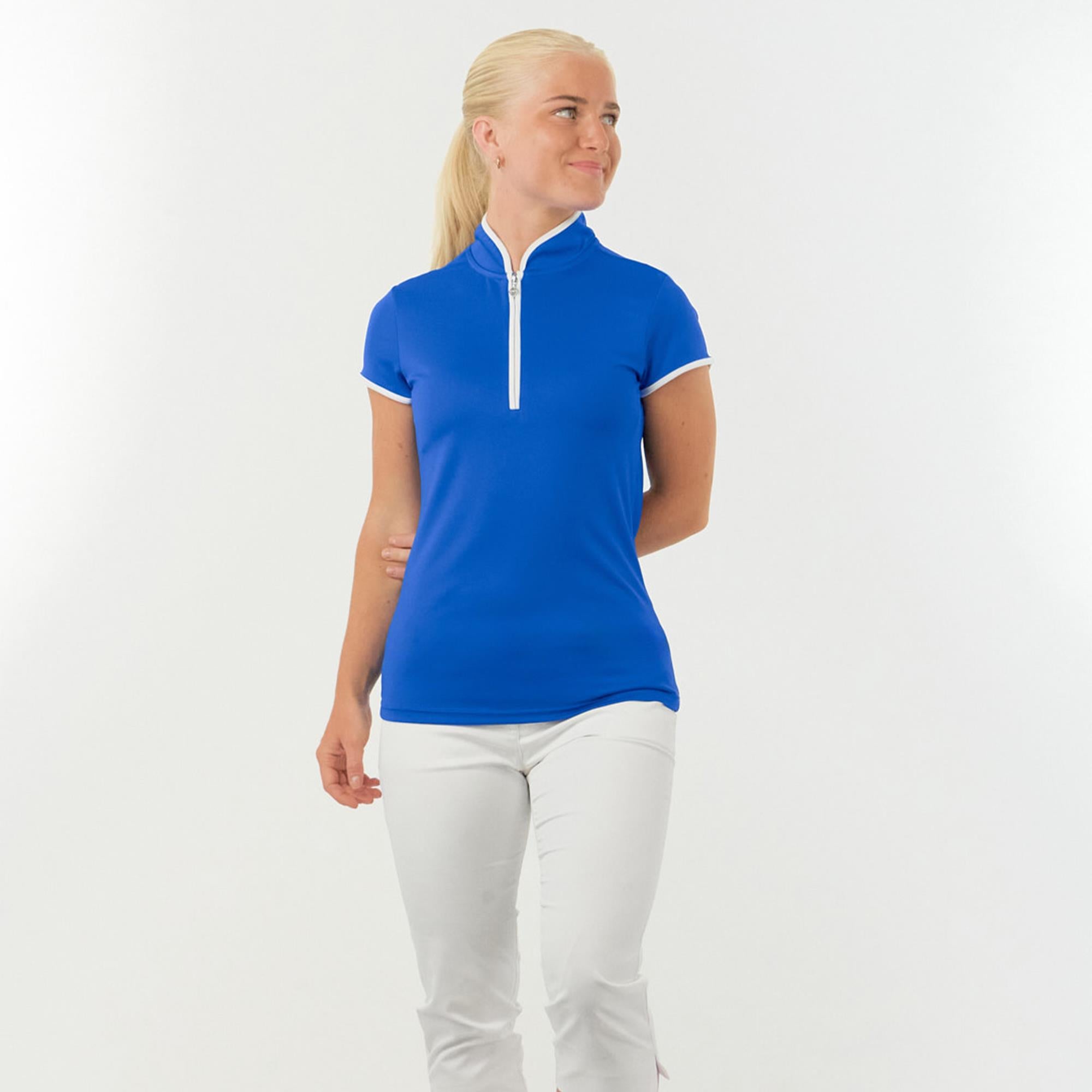 Pure Golf Bloom2 Ladies Cap Sleeve Golf Polo Shirt Royal Blue