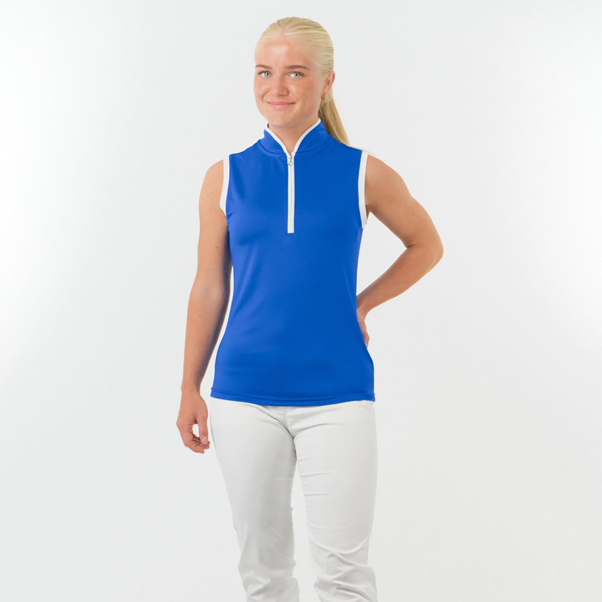 Pure Golf Bloom2 Ladies Sleeveless Golf Polo Shirt Royal Blue