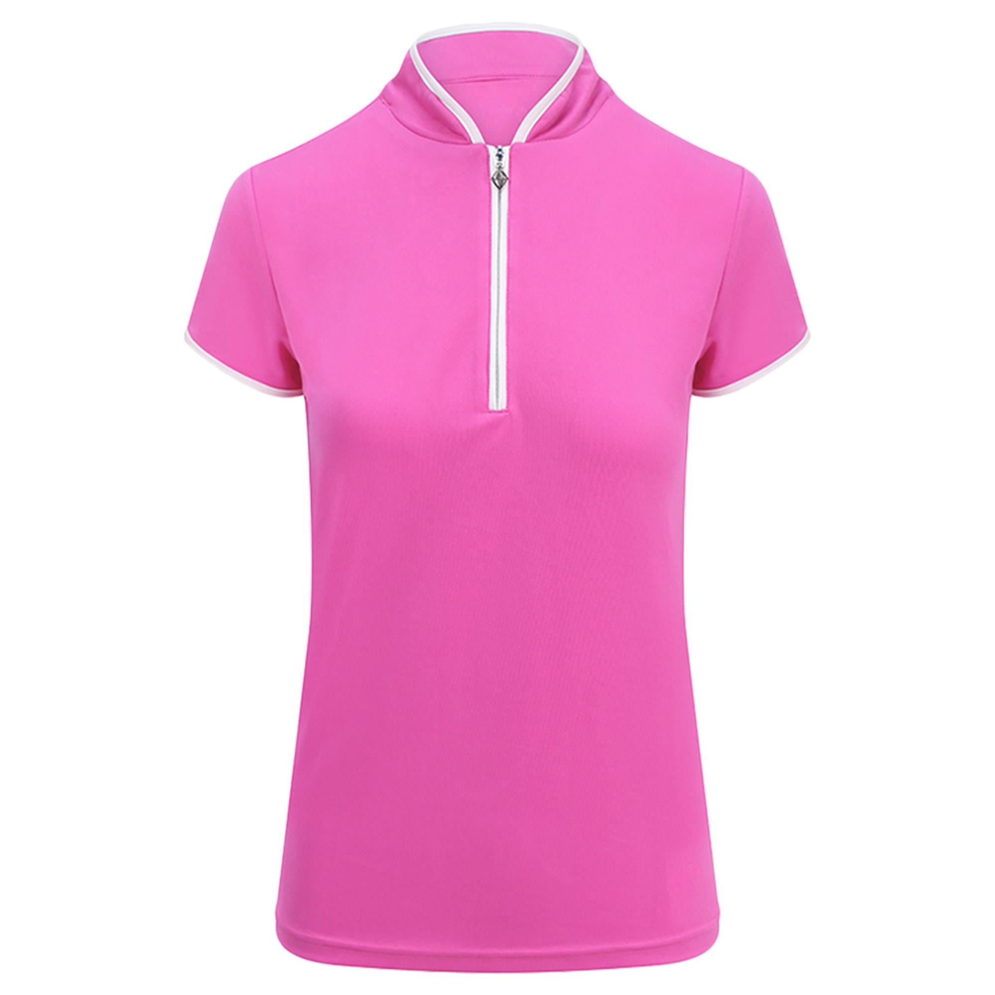 Pure Golf Bloom2 Ladies Cap Sleeve Golf Polo Shirt Azalea Pink