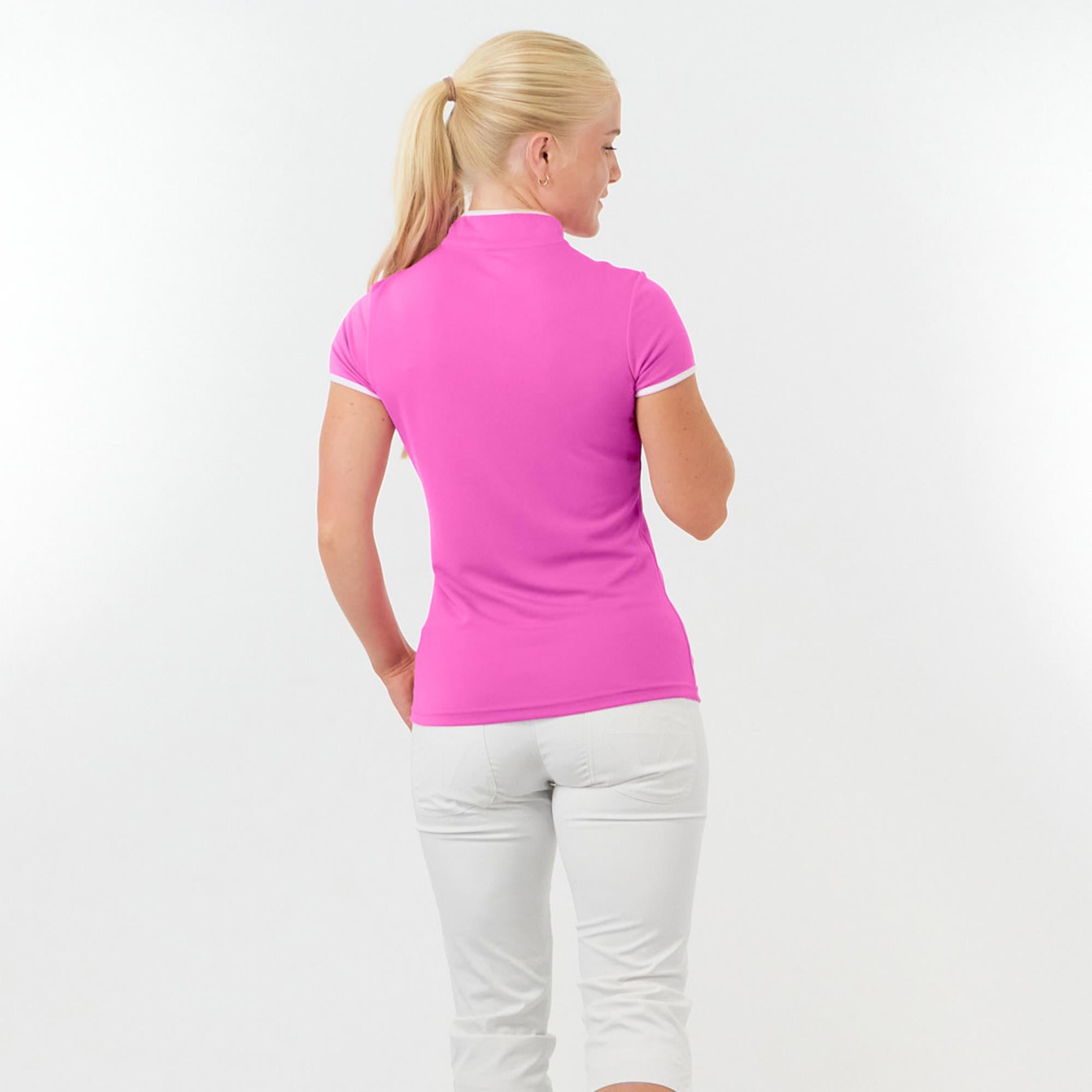 Pure Golf Bloom2 Ladies Cap Sleeve Golf Polo Shirt Azalea Pink