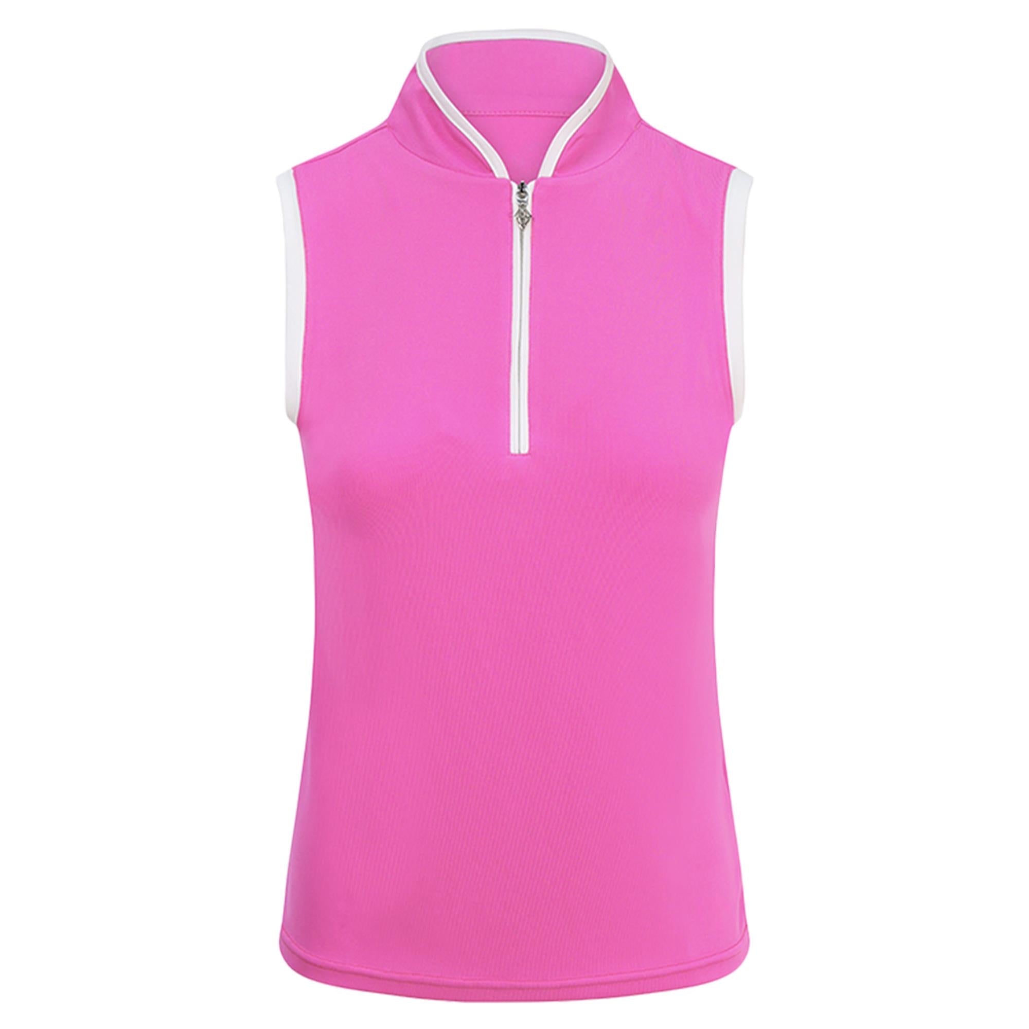 Pure Golf Bloom2 Ladies Sleeveless Golf Polo Shirt Azalea Pink