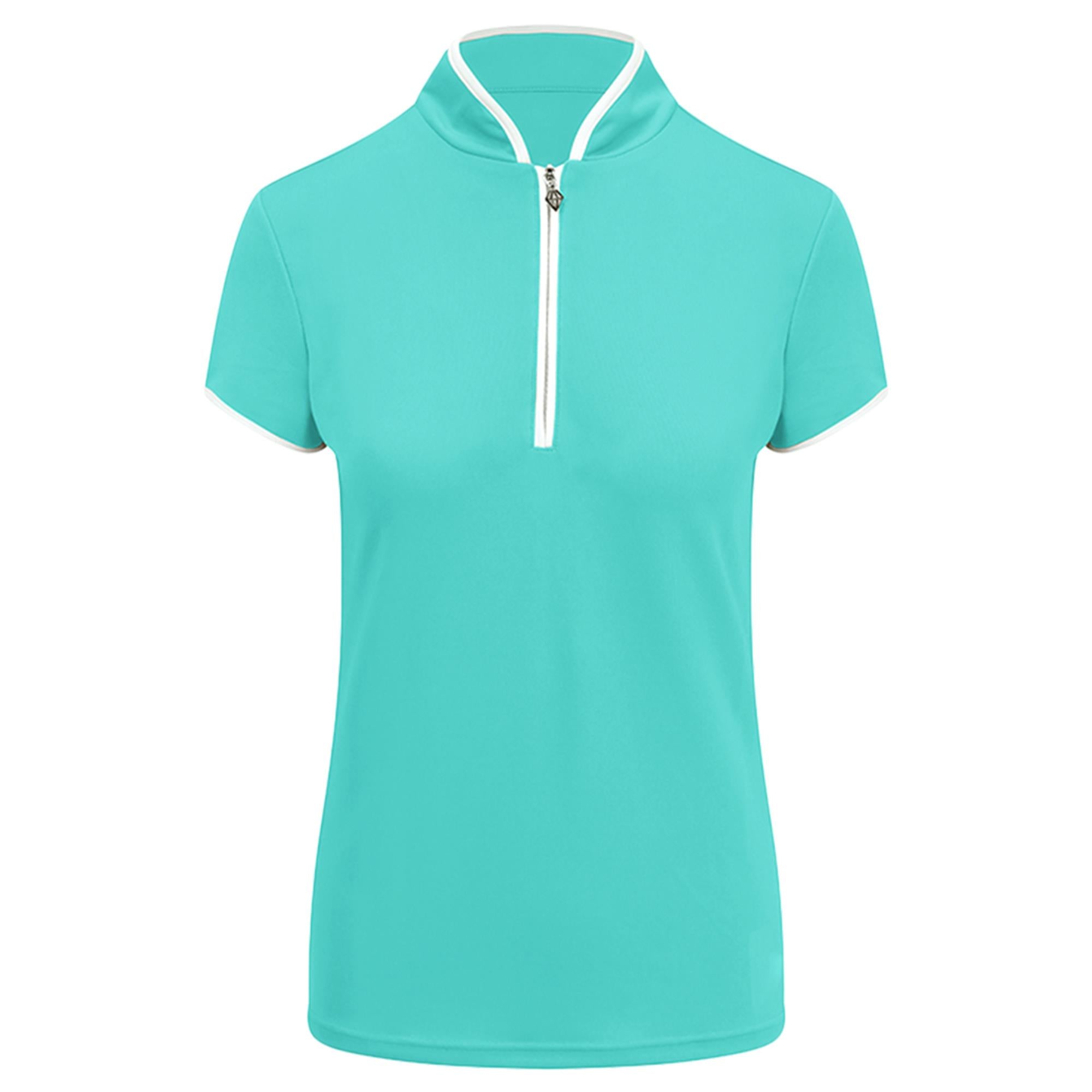 Pure Golf Bloom2 Ladies Cap Sleeve Golf Polo Shirt Ocean Blue