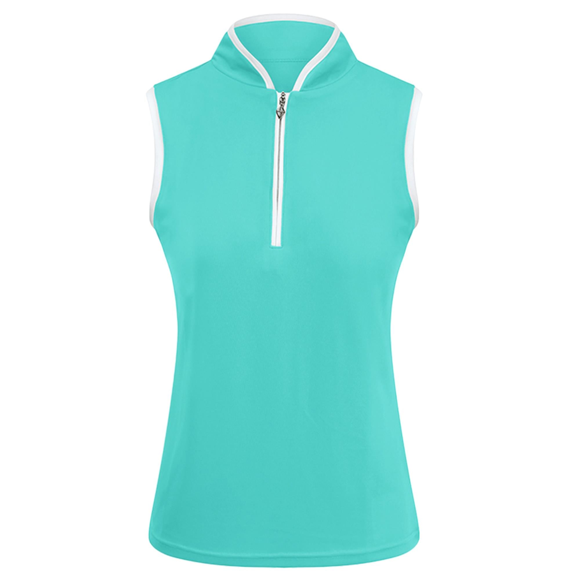 Pure Golf Bloom2 Ladies Sleeveless Golf Polo Shirt Ocean Blue