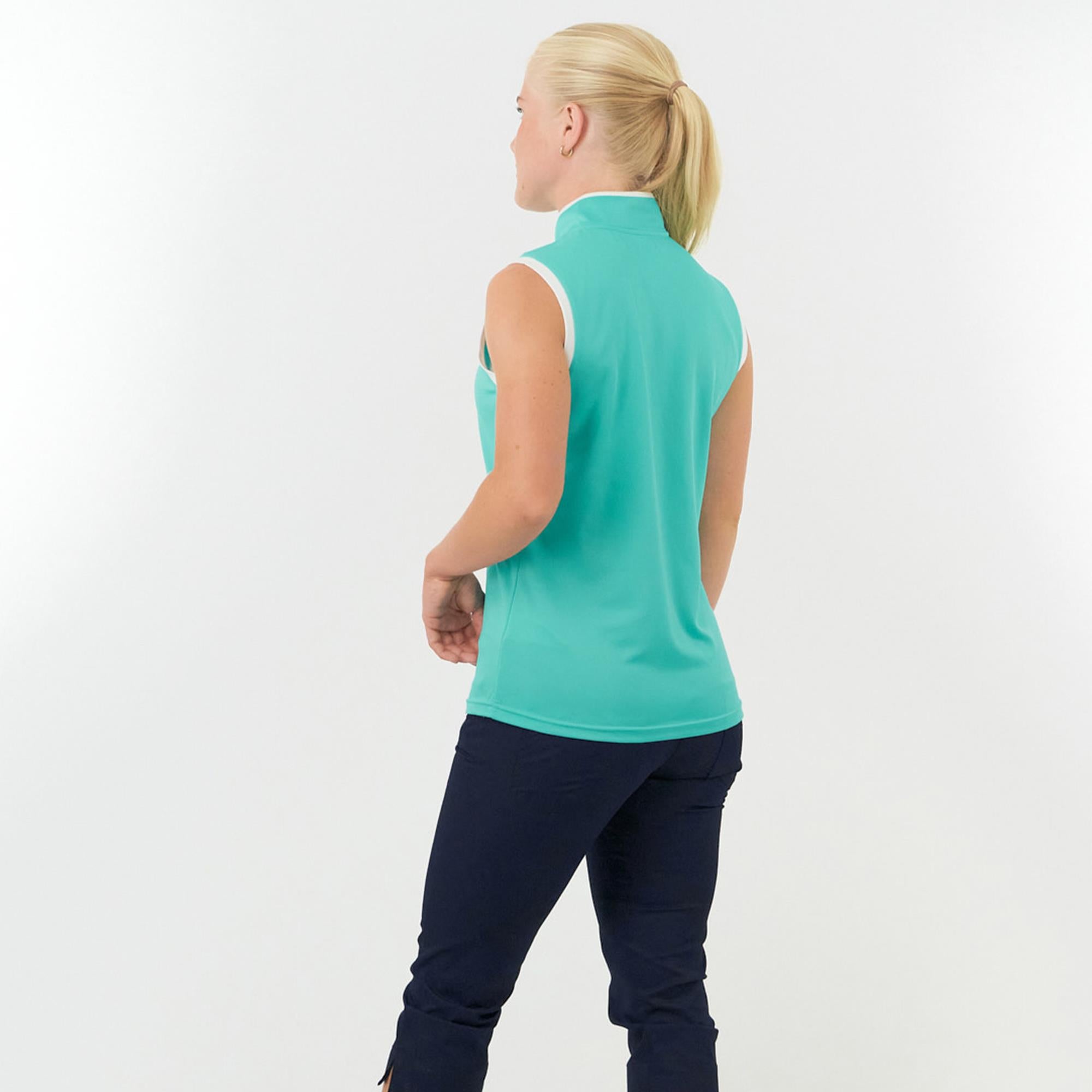 Pure Golf Bloom2 Ladies Sleeveless Golf Polo Shirt Ocean Blue