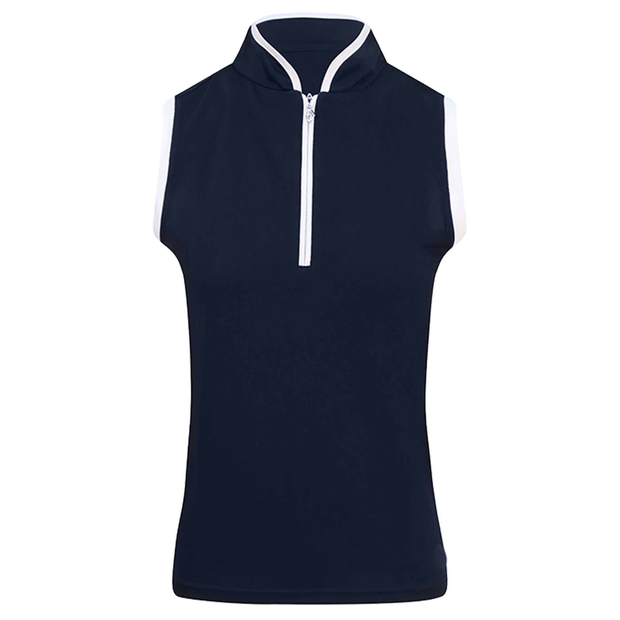 Pure Golf Bloom2 Ladies Sleeveless Golf Polo Shirt Navy