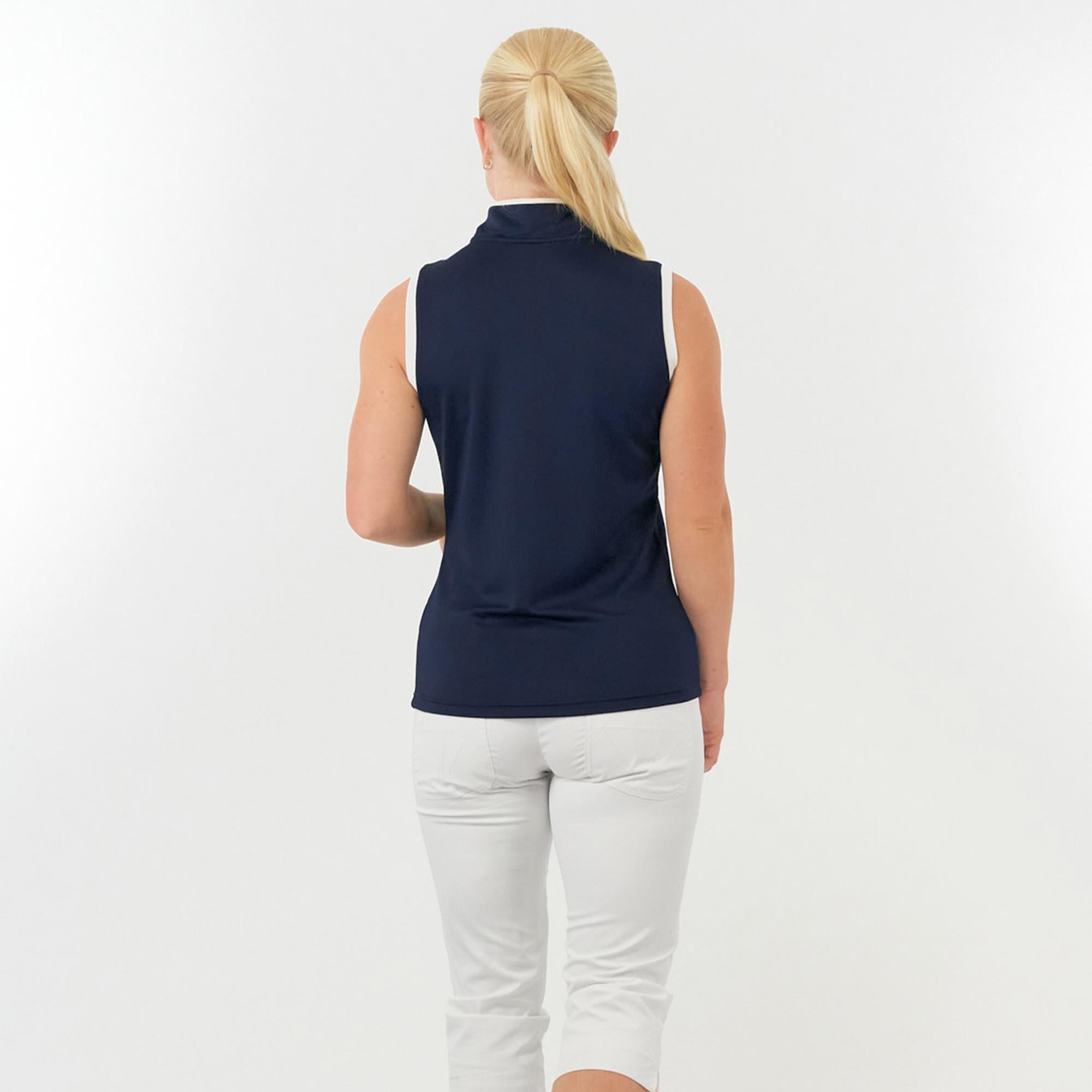Pure Golf Bloom2 Ladies Sleeveless Golf Polo Shirt Navy