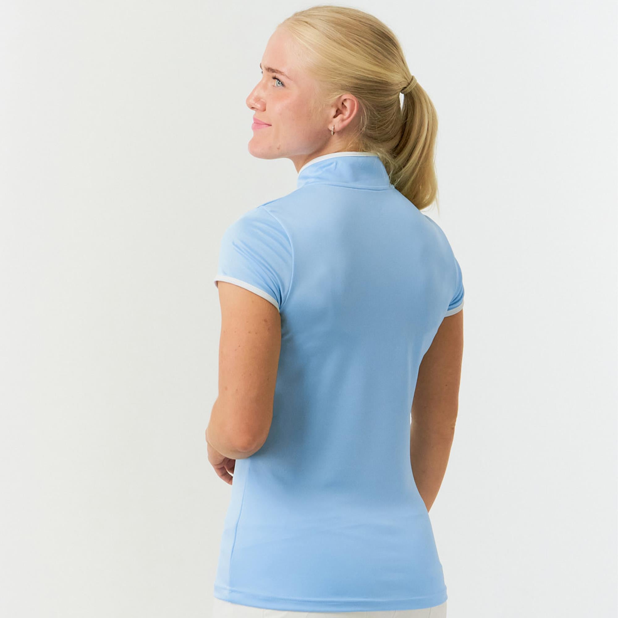 Pure Golf Bloom2 Ladies Cap Sleeve Golf Polo Shirt Pale Blue