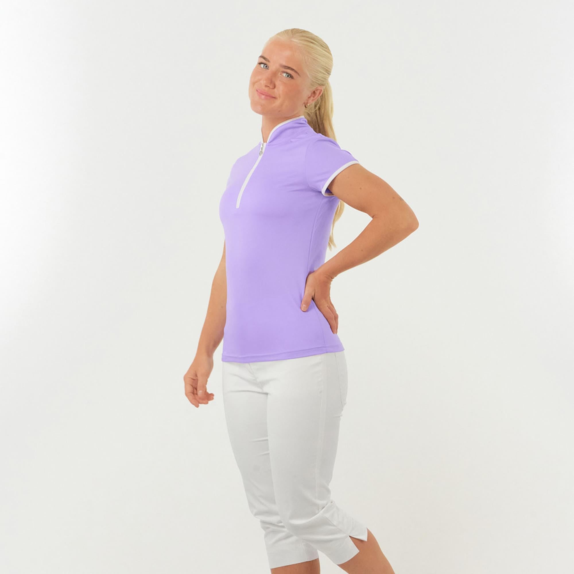 Pure Golf Bloom2 Ladies Cap Sleeve Golf Polo Shirt Lilac