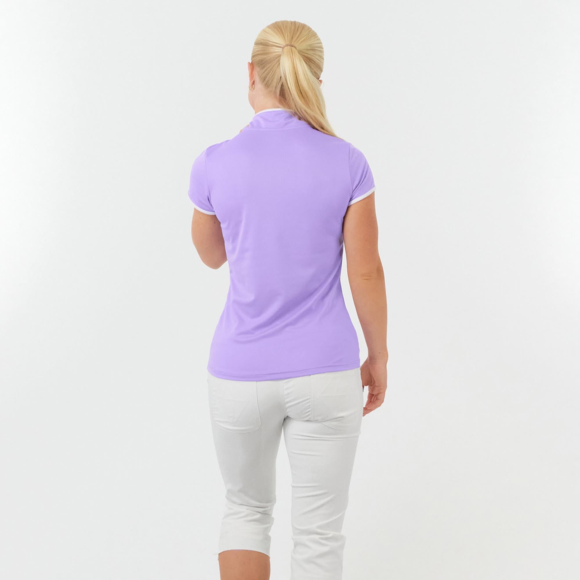 Pure Golf Bloom2 Ladies Cap Sleeve Golf Polo Shirt Lilac