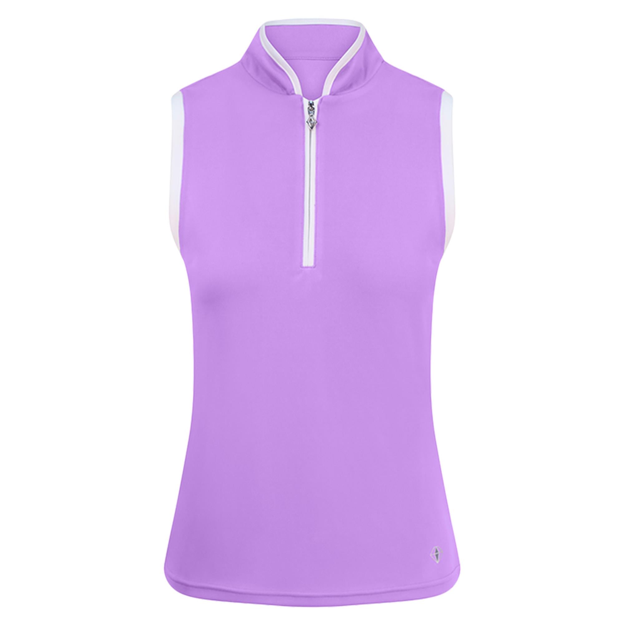 Pure Golf Bloom2 Ladies Sleeveless Golf Polo Shirt Lilac