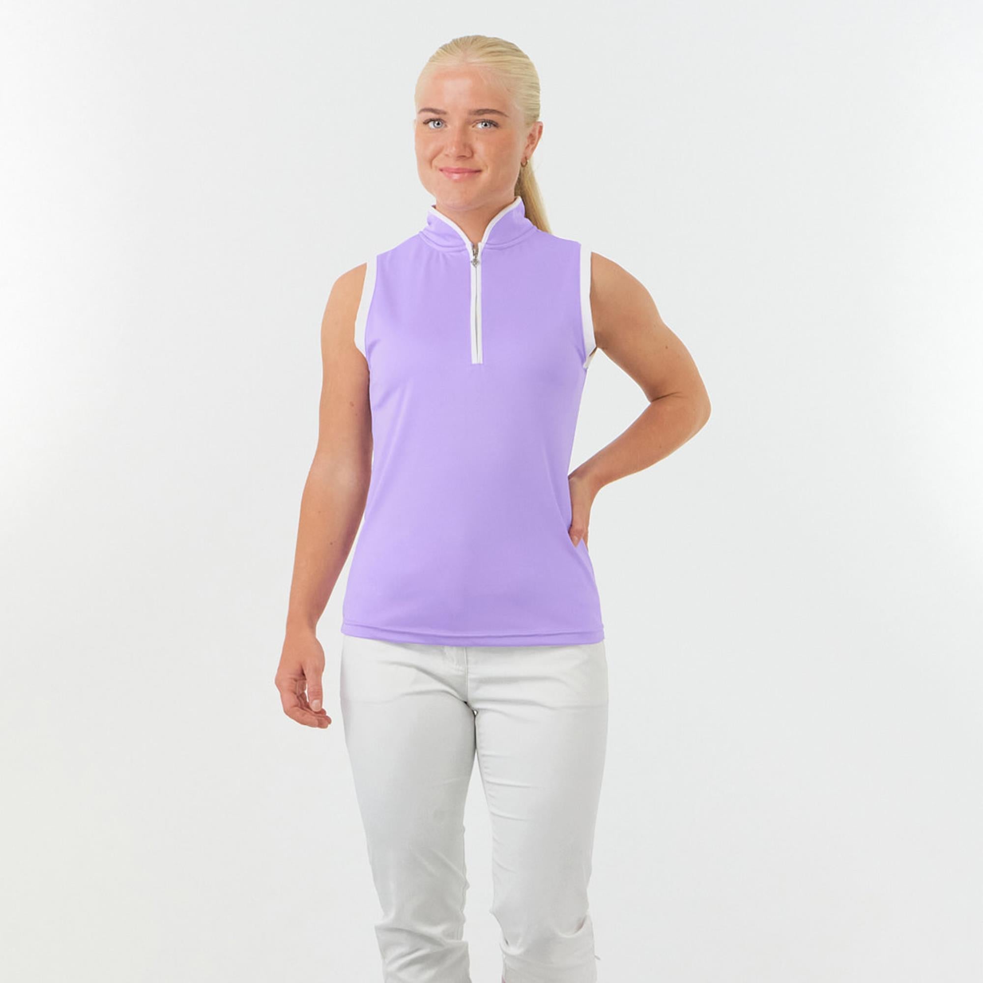 Pure Golf Bloom2 Ladies Sleeveless Golf Polo Shirt Lilac