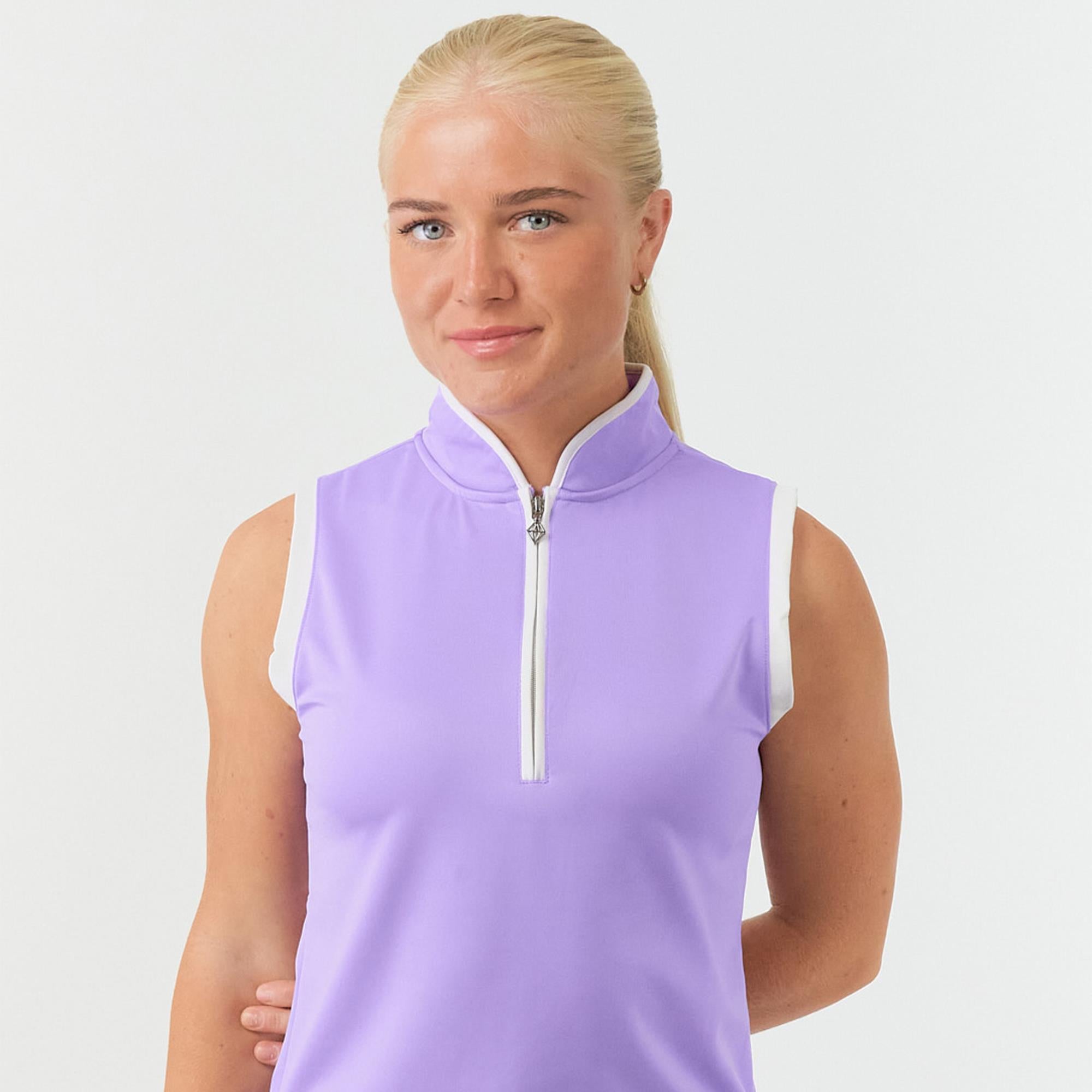 Pure Golf Bloom2 Ladies Sleeveless Golf Polo Shirt Lilac