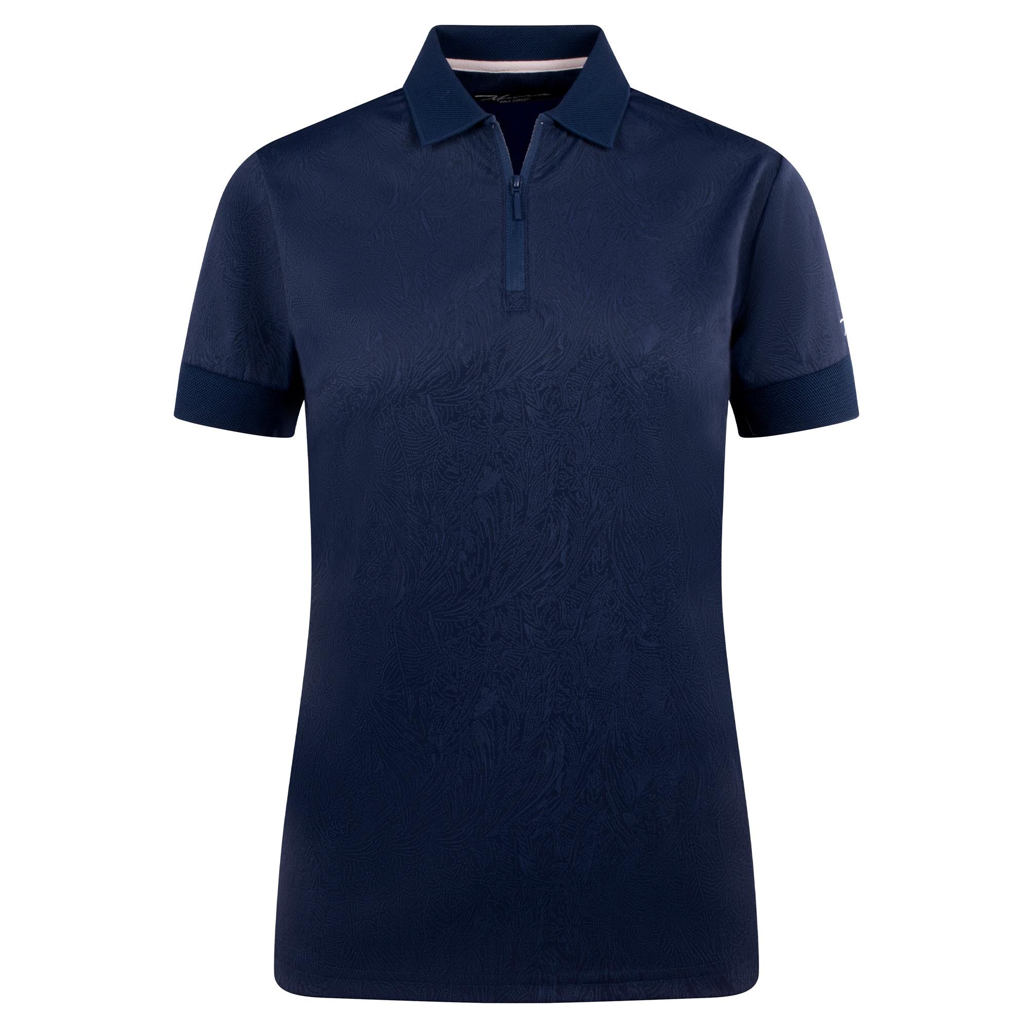 Macade Golf Lace Paisley Zip Ladies Golf Polo Shirt Navy