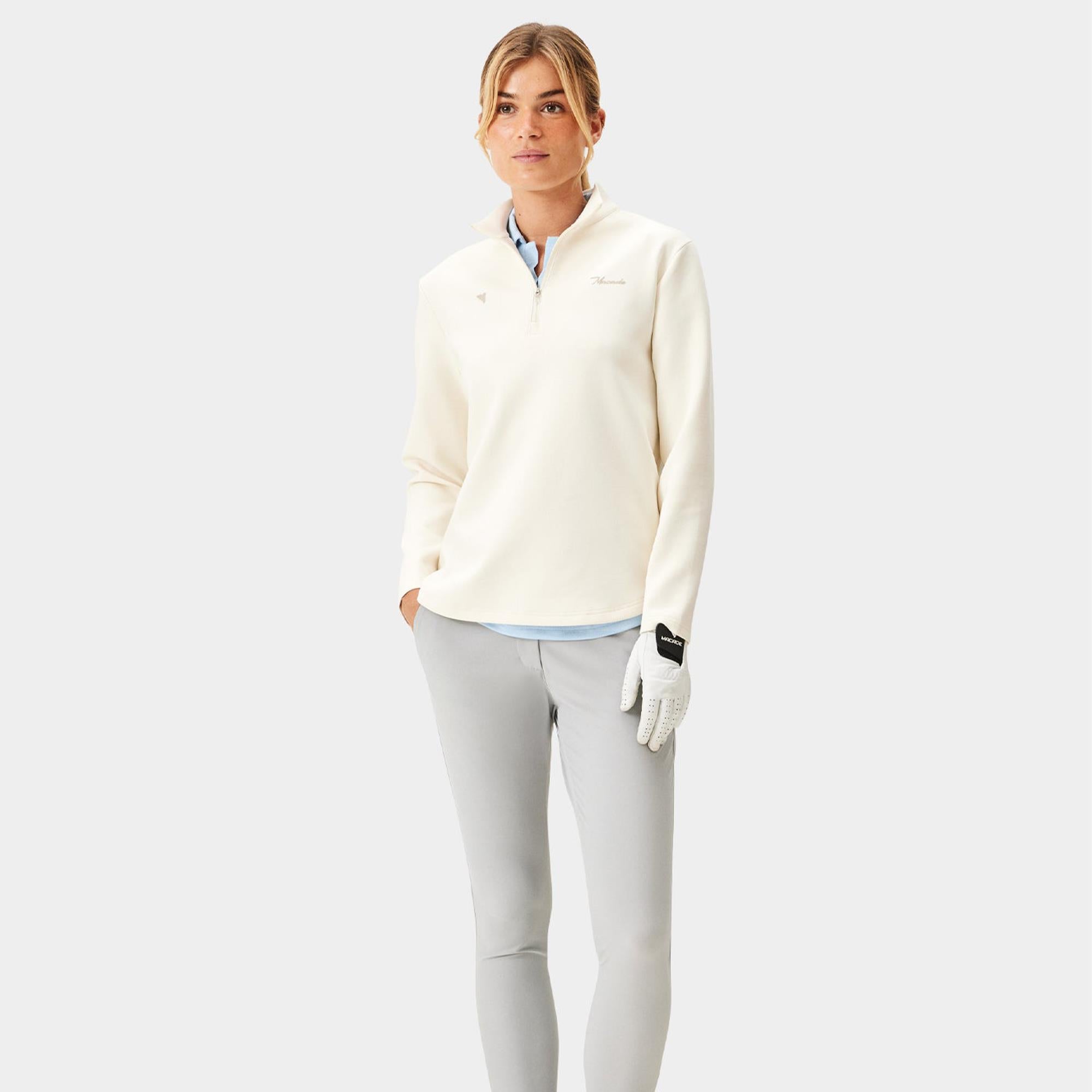 Macade Golf Zoe Flex Quarter Zip Ladies Golf Mid Layer Ivory