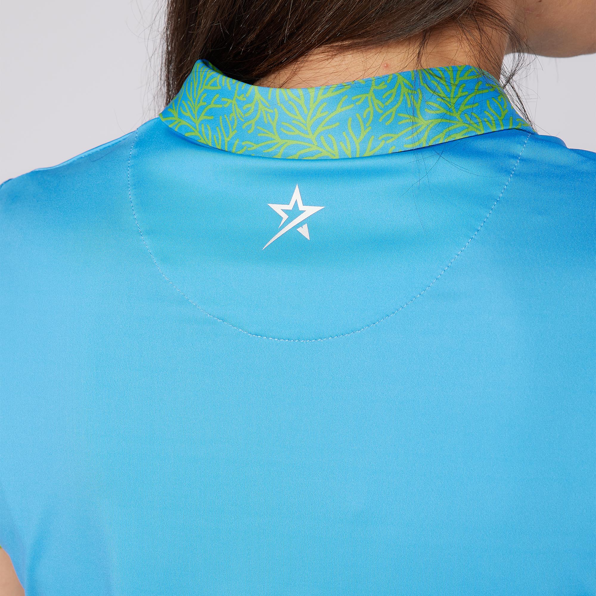 Swing Out Sister Luca Cap Sleeve Ladies Golf Polo Shirt Ocean Bloom