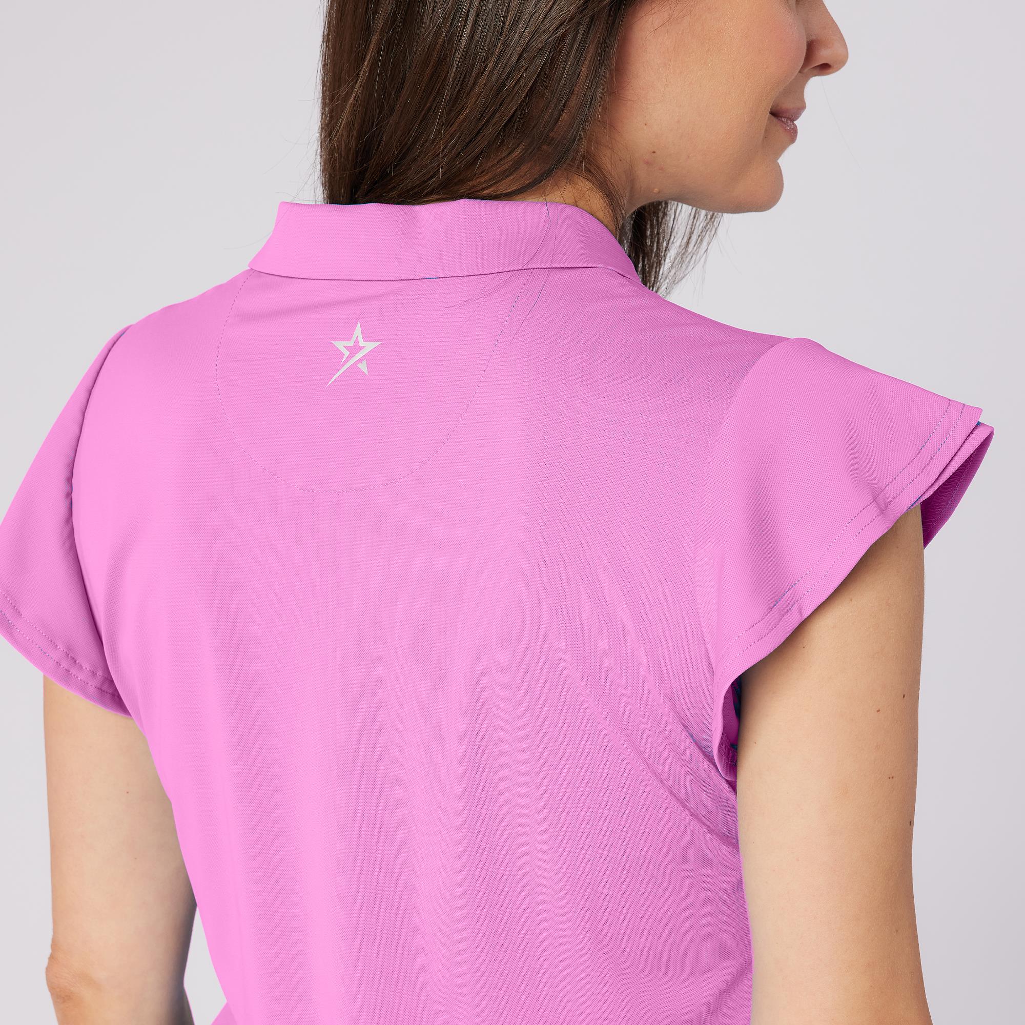 Swing Out Sister Summer Breeze Cap Sleeve Ladies Golf Polo Shirt Super Pink
