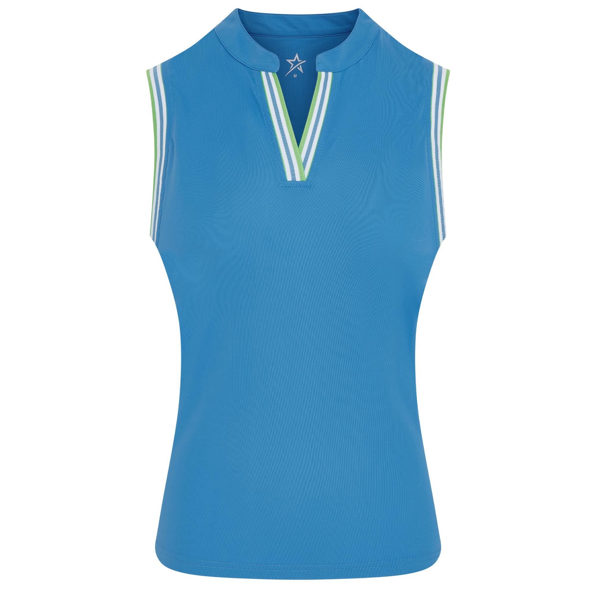Swing Out Sister Tide Ladies Sleeveless Golf Polo Shirt Ocean
