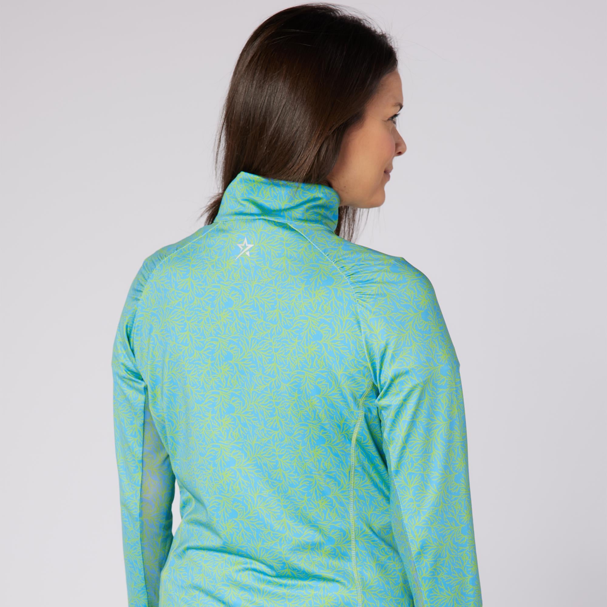Swing Out Sister Sunshine 1/4 Zip Ladies Lightweight Mid Layer Ocean Bloom