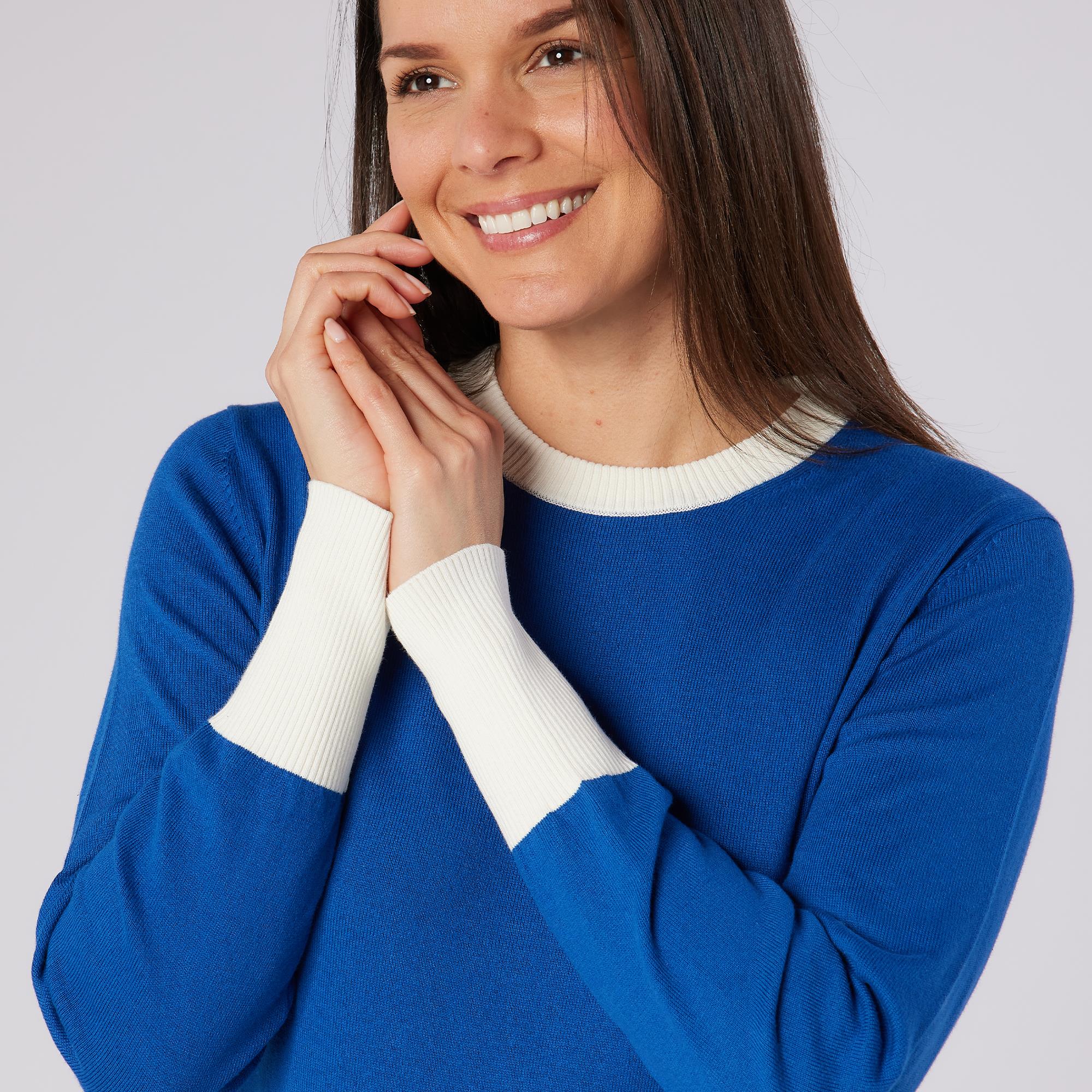 Swing Out Sister Sugar Sustainable Ladies Golf Sweater True Blue